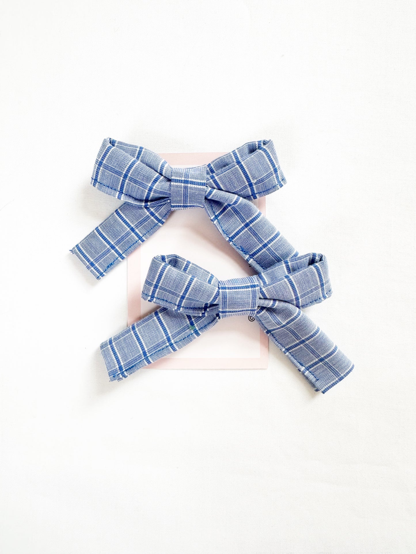 Bonnie mini hair bows in blue check