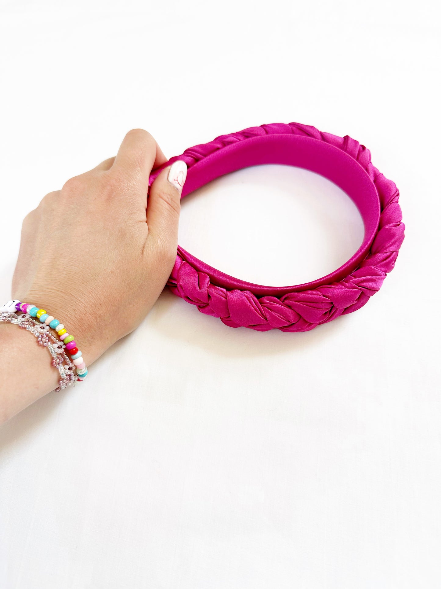 Plaited Headband in hot pink