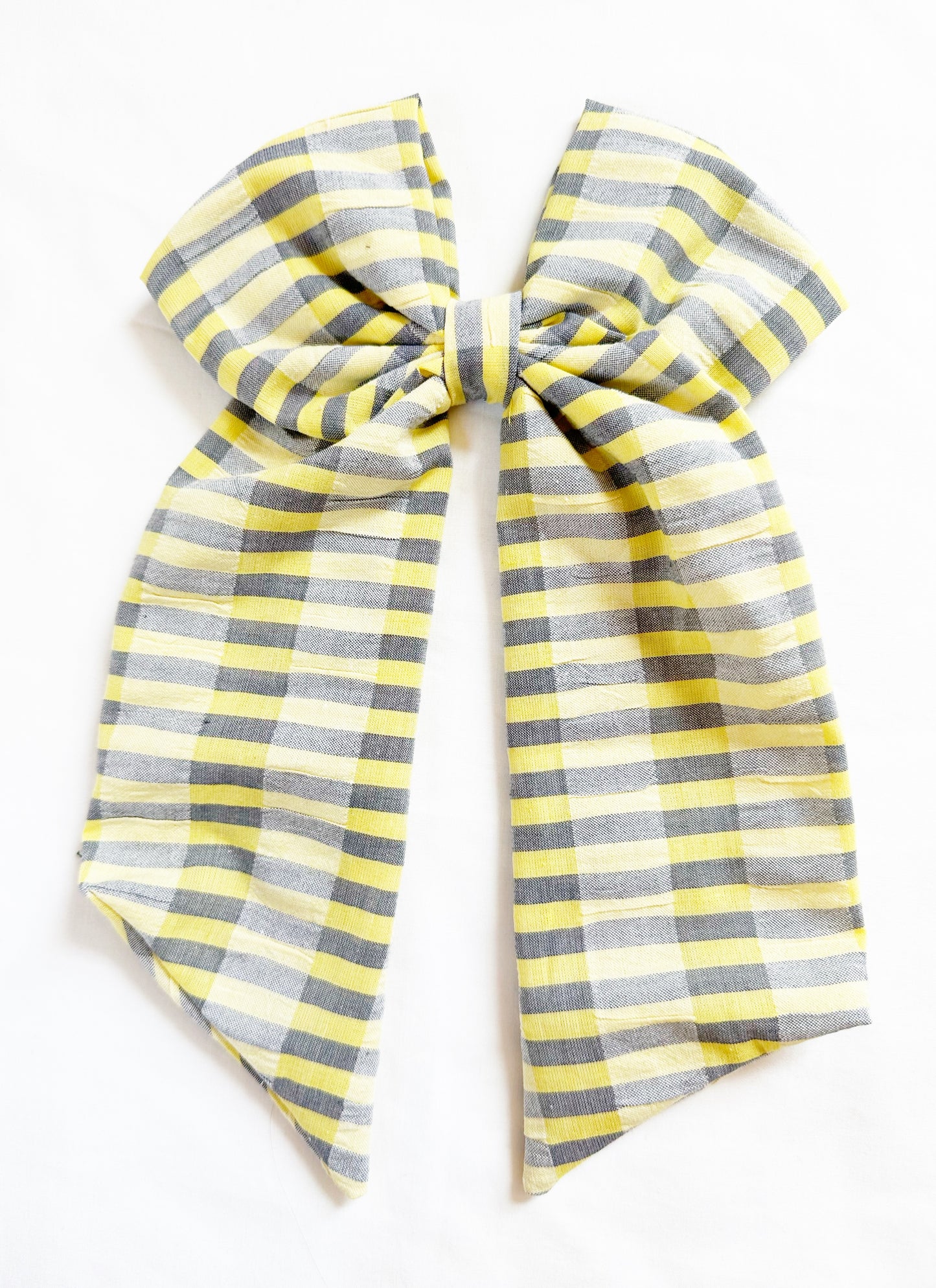 POWER Hair Bow in yellow and grey stripe