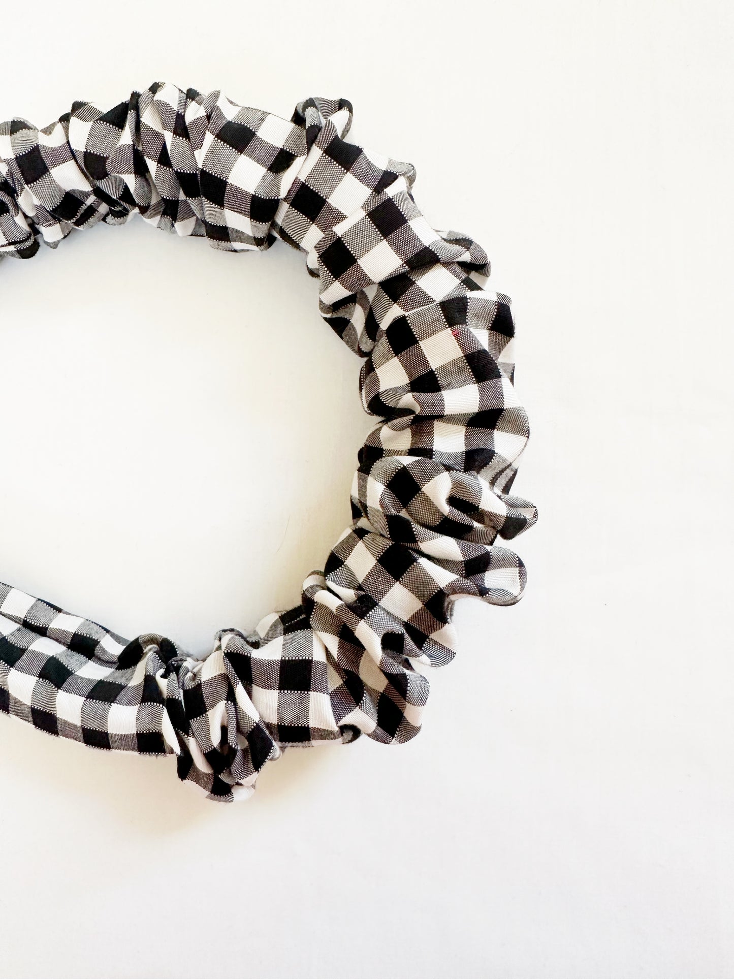 Ruffle Headband in black and white gingham