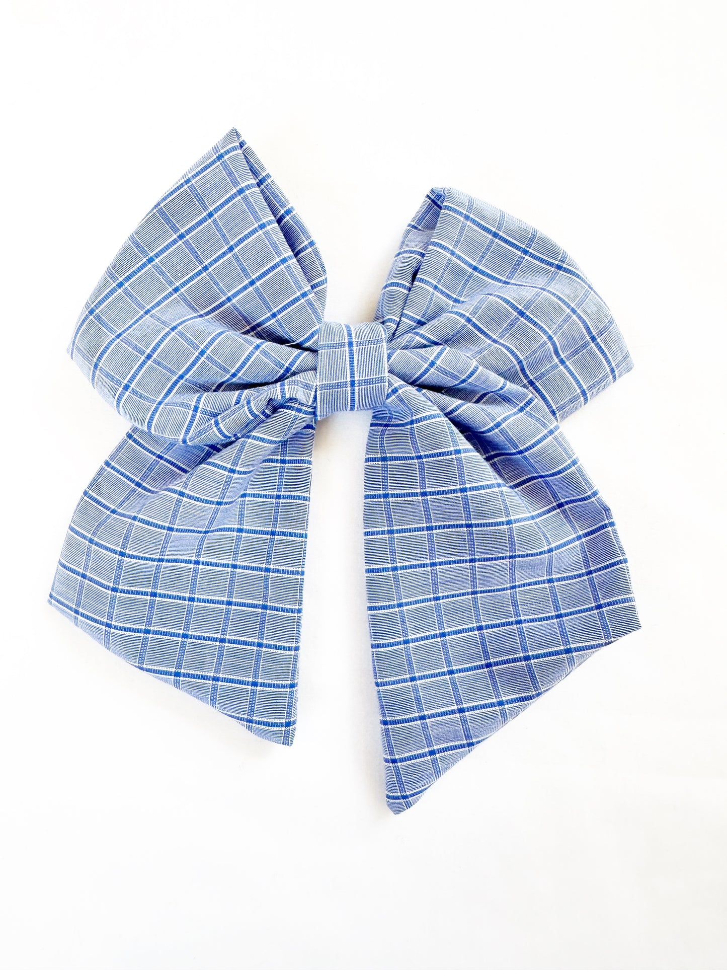 Beau hair bow in blue check