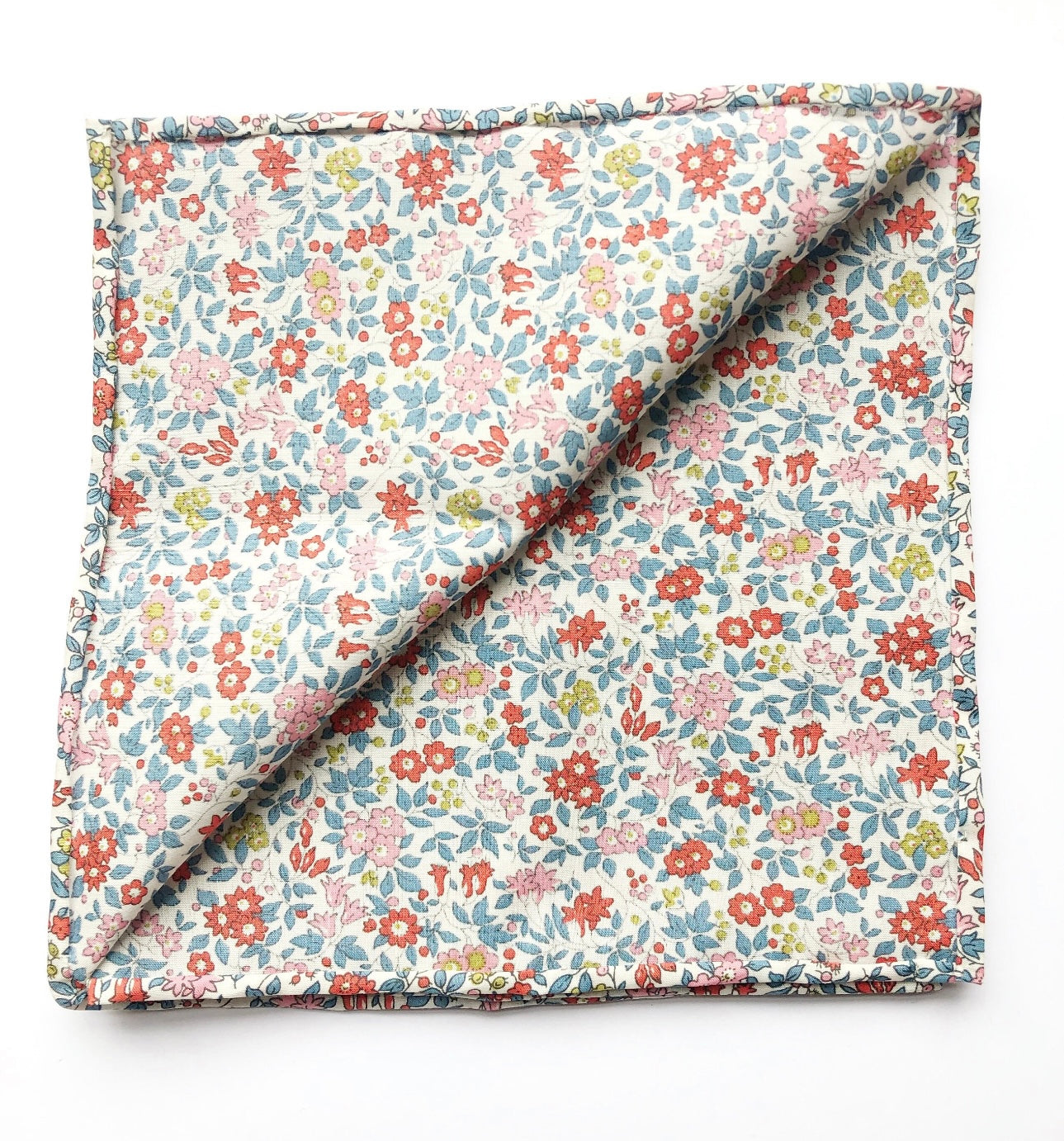 Pocket Squares in Blue & Red Floral