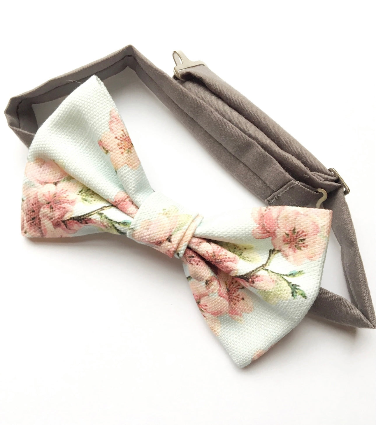 Bow Tie in Duck Egg Cherry Blossom