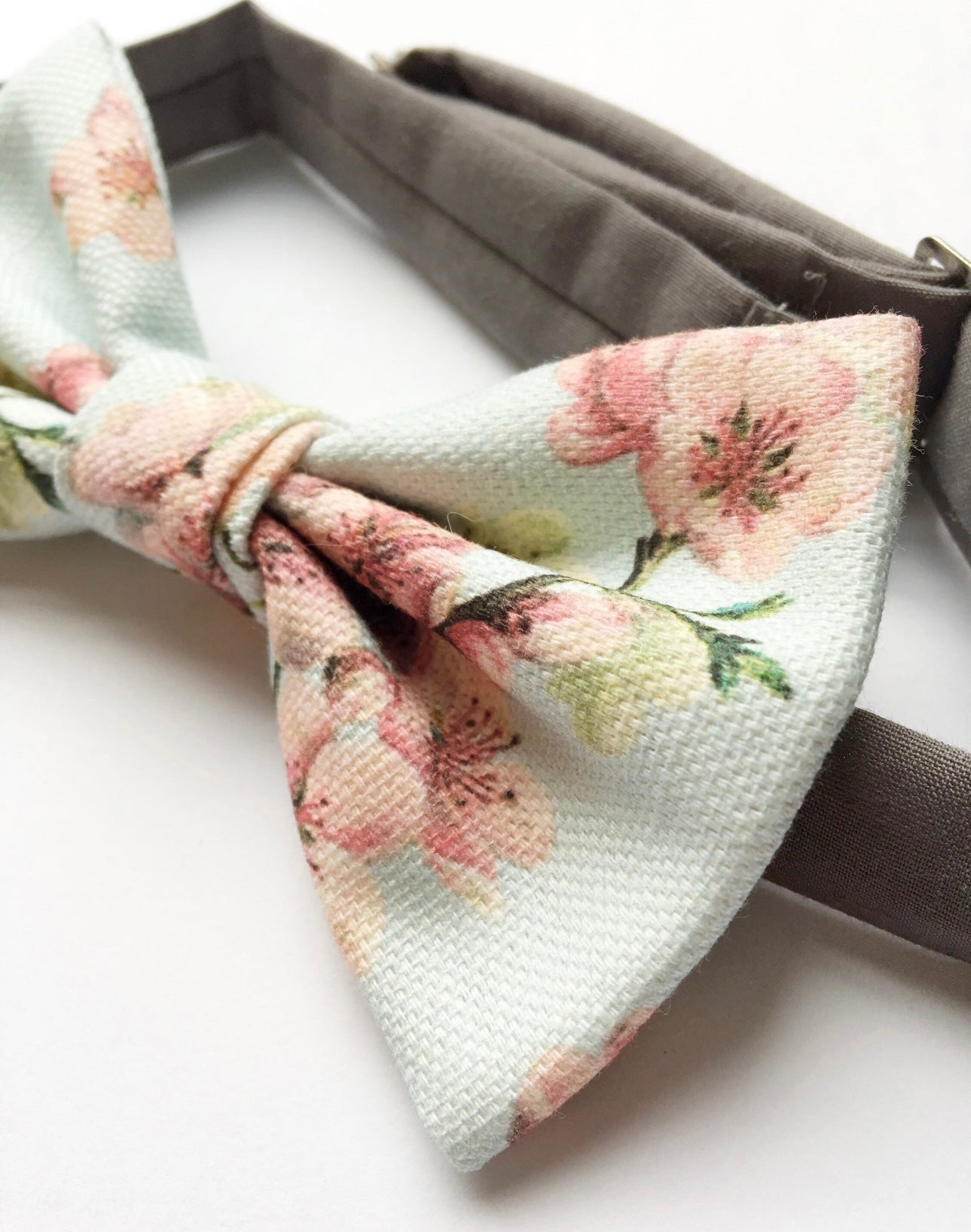 Bow Tie in Duck Egg Cherry Blossom