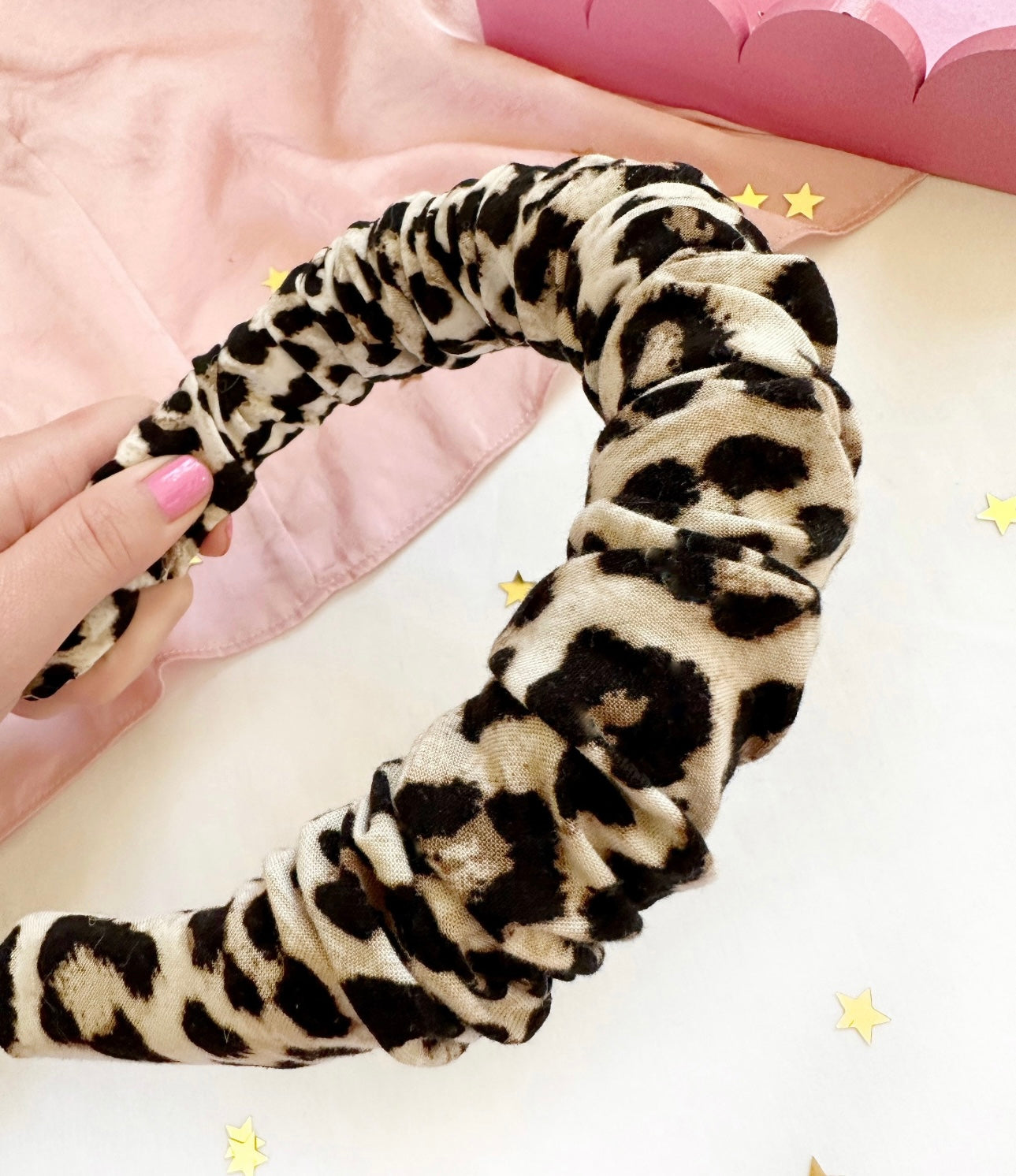Ruffled Headband in Leopard Print