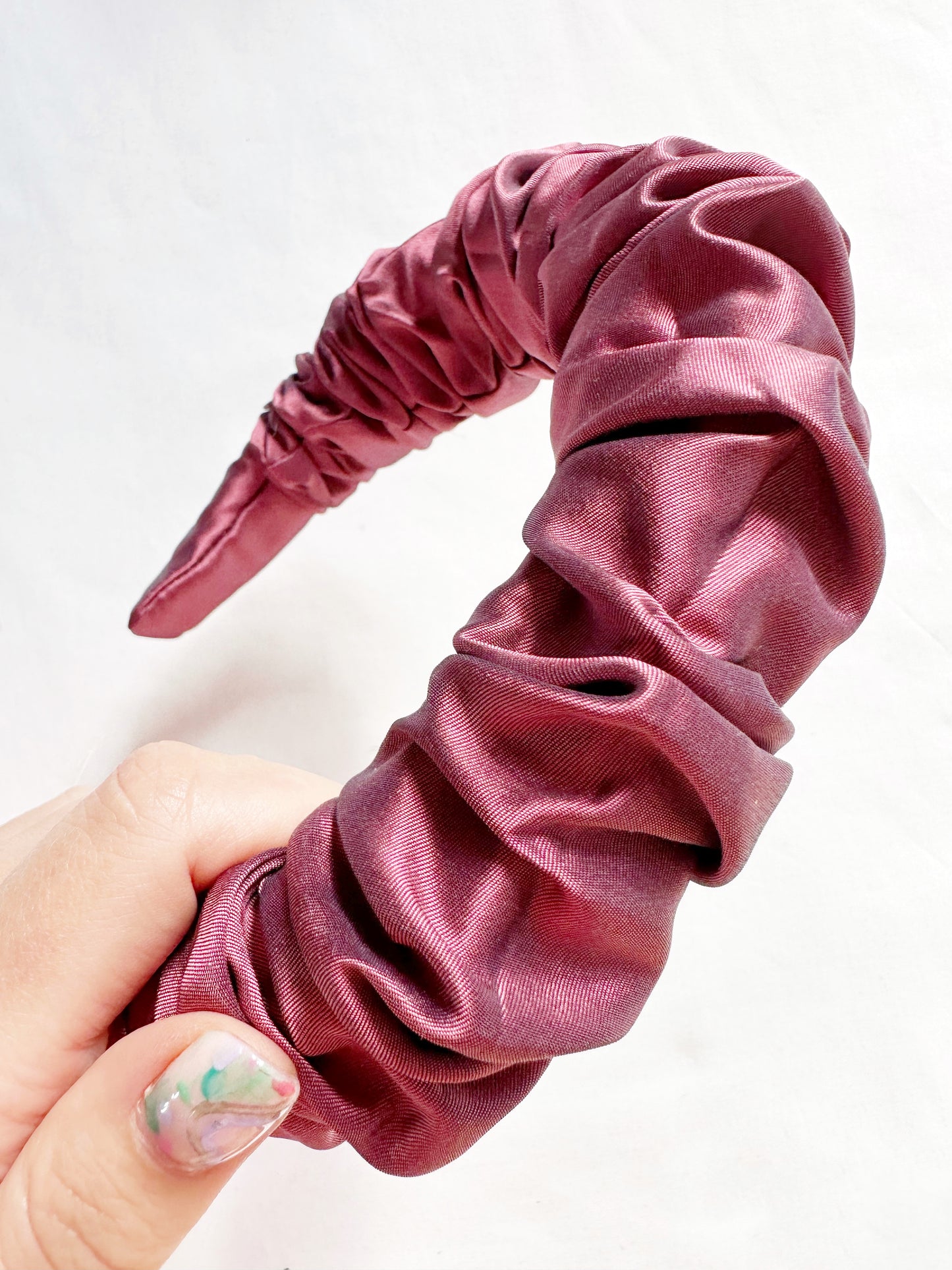 Ruffled Headband in shot silk taffetta