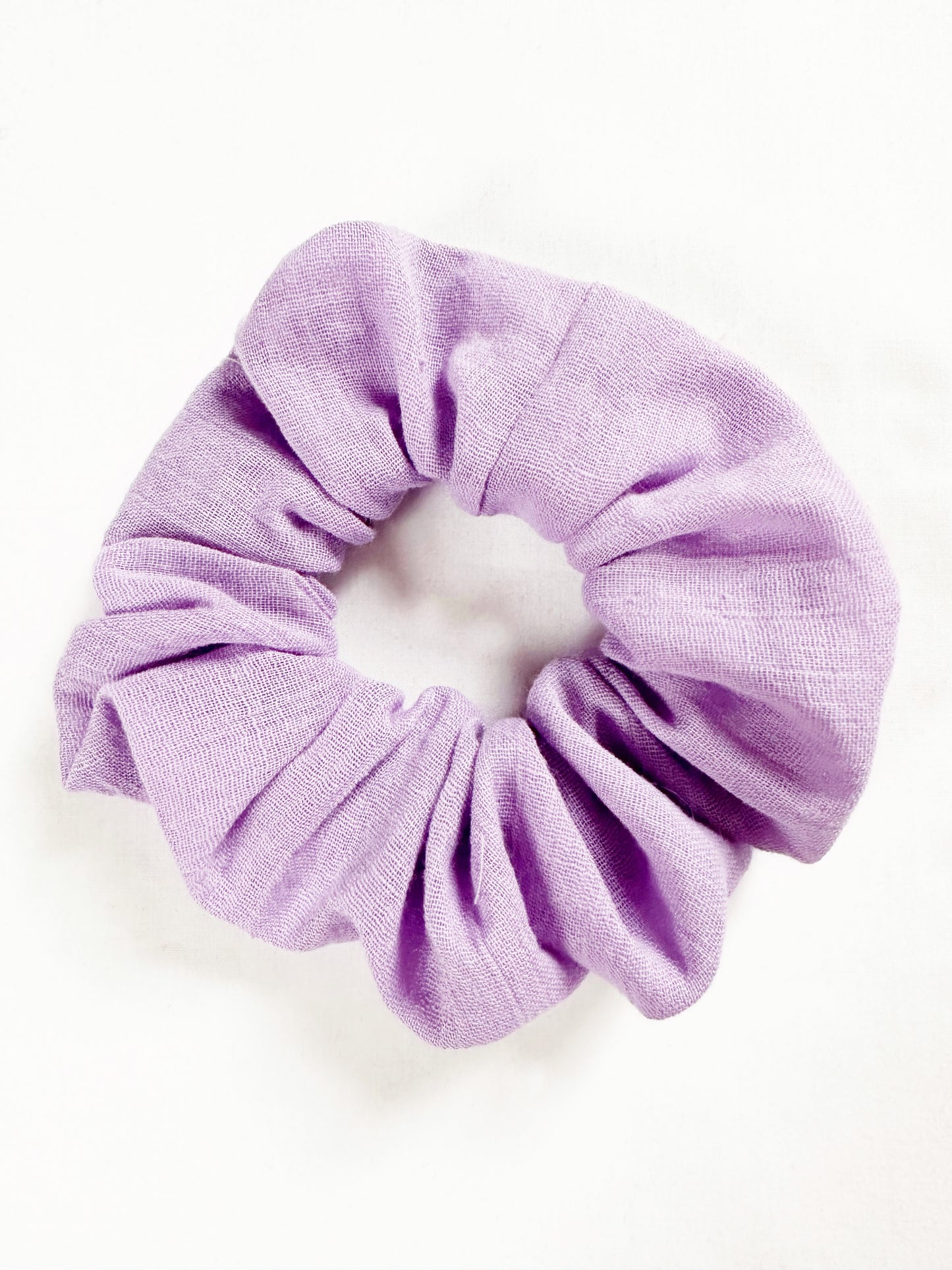OG scrunchie in lilac linen