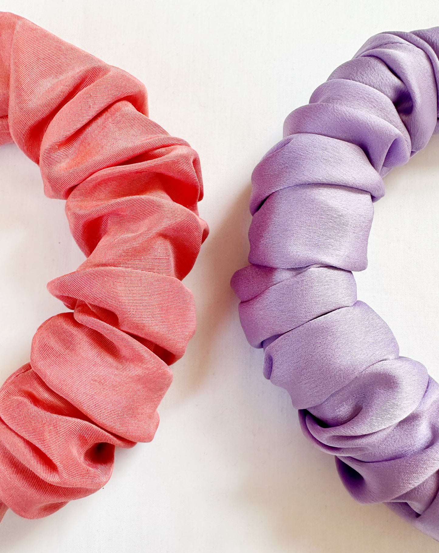 Ruffled Headband in vintage pink silk