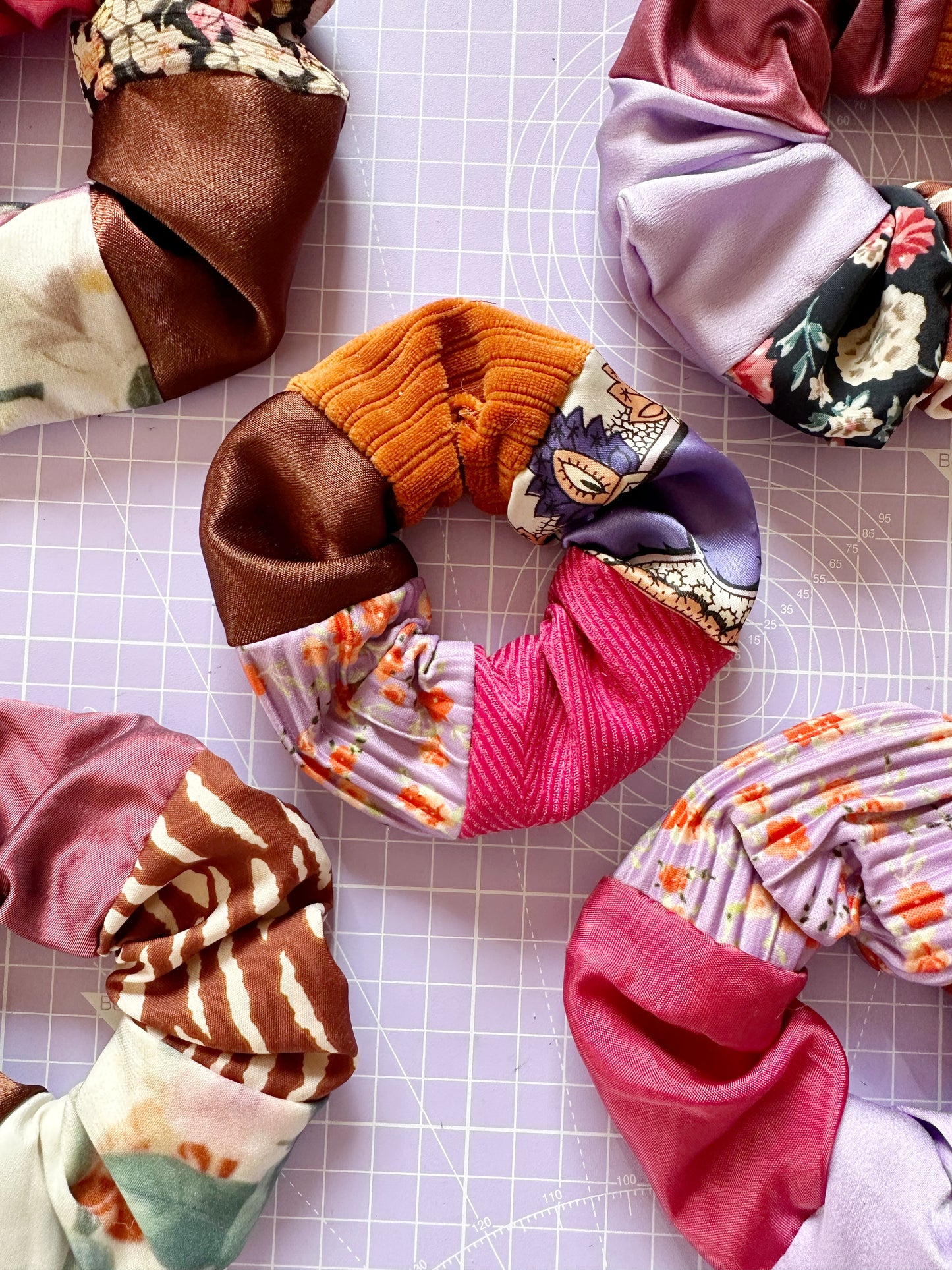 Mini Scrunchie in Autumn Patchwork Pick n Mix