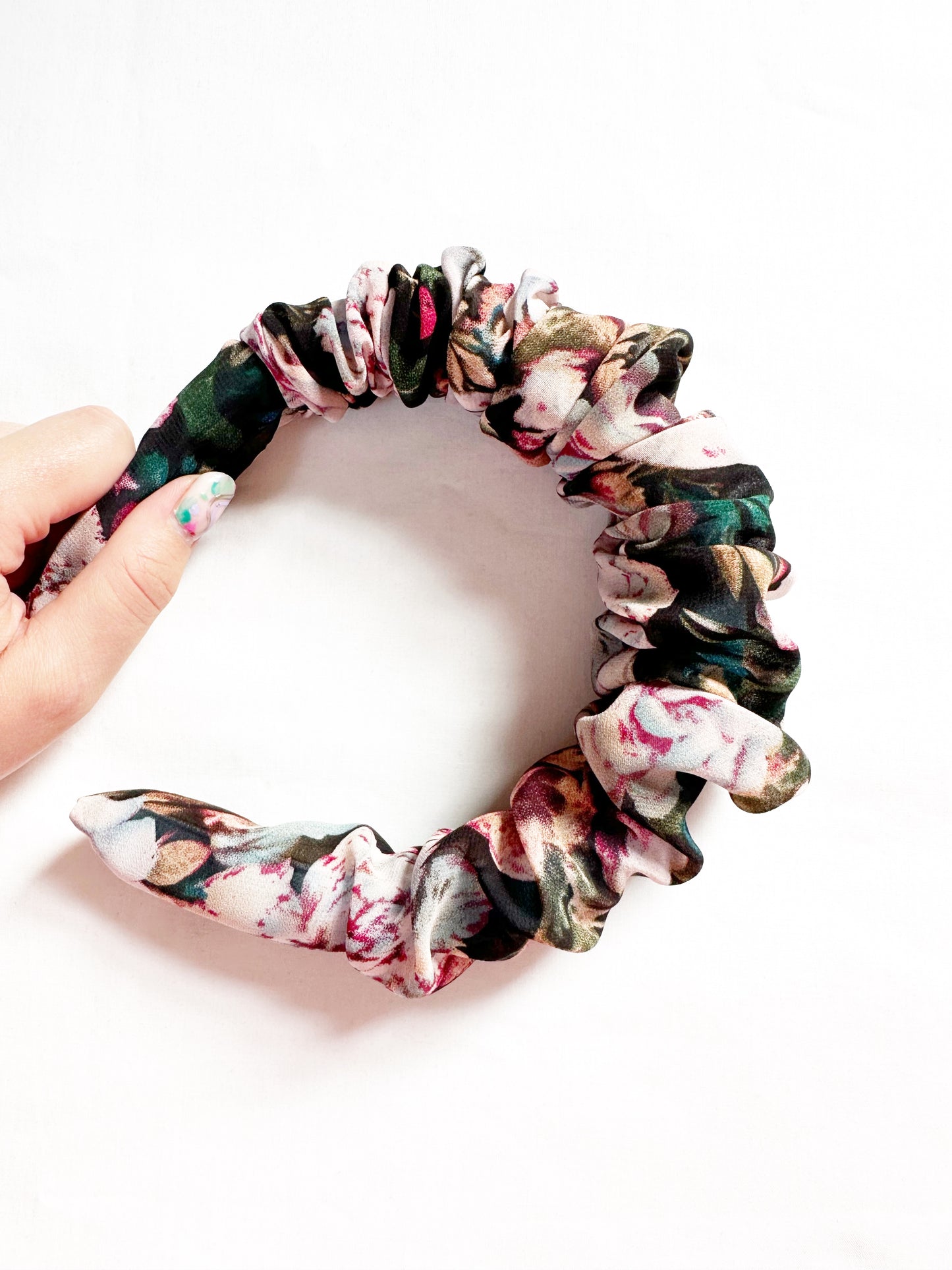Ruffled Headband in sheer floral.