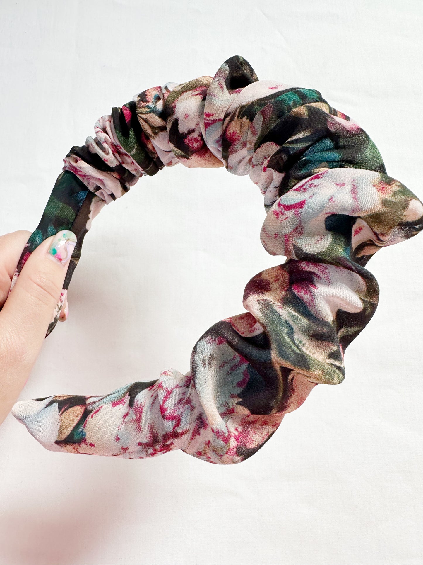 Ruffled Headband in sheer floral.