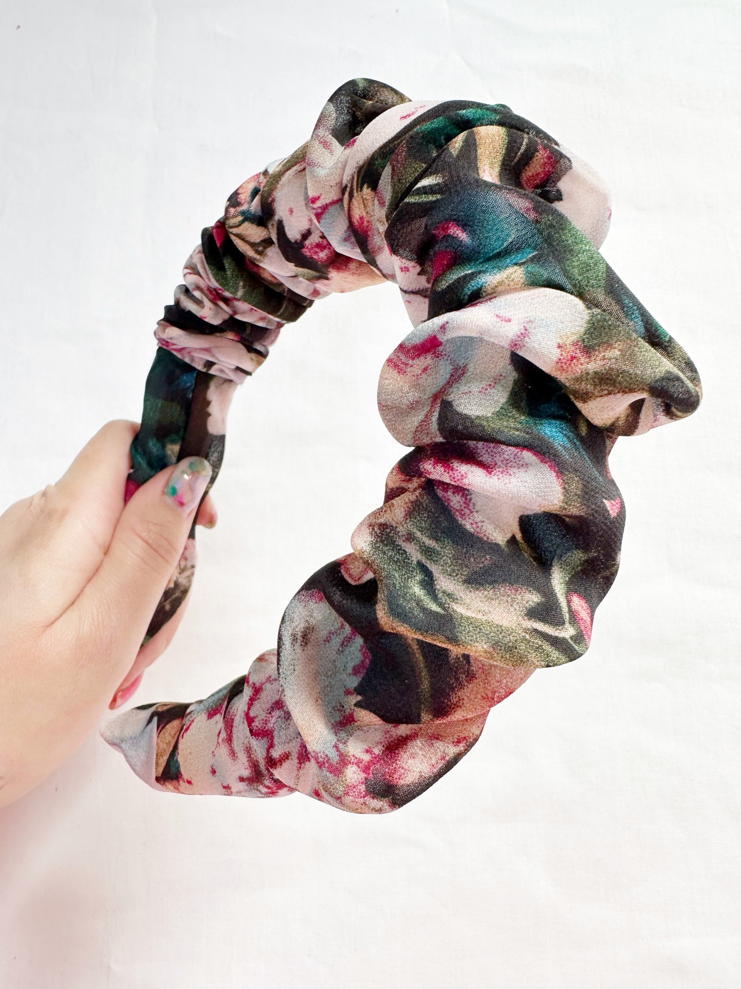 Ruffled Headband in sheer floral.