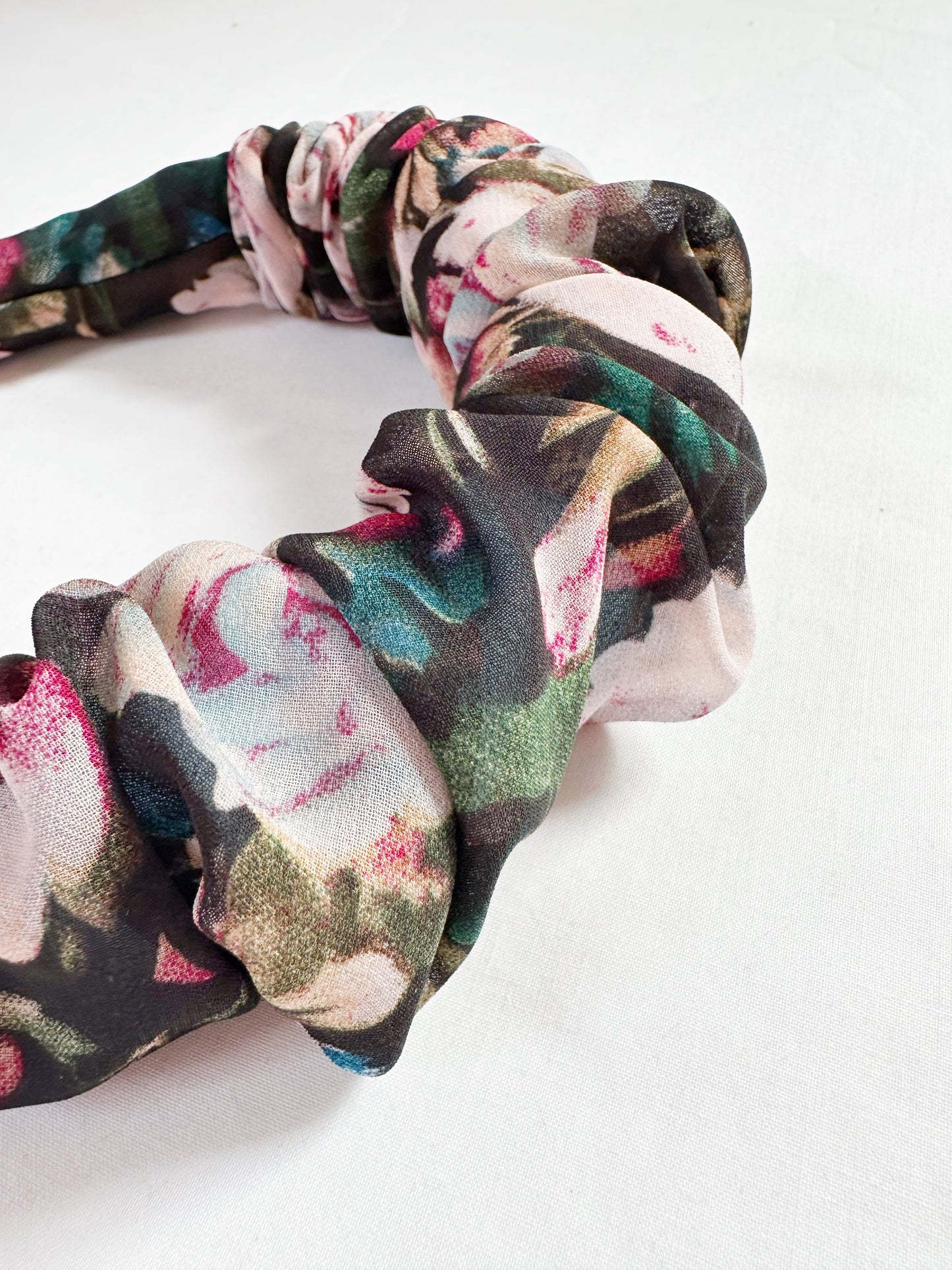 Ruffled Headband in sheer floral.