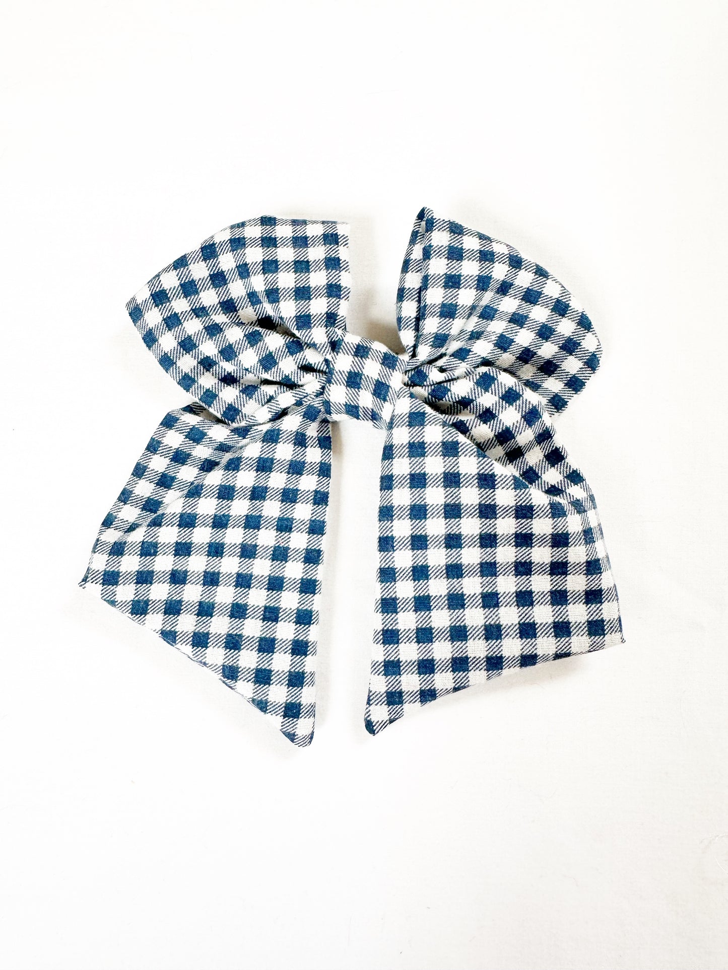 Hair Bow in navy gingham