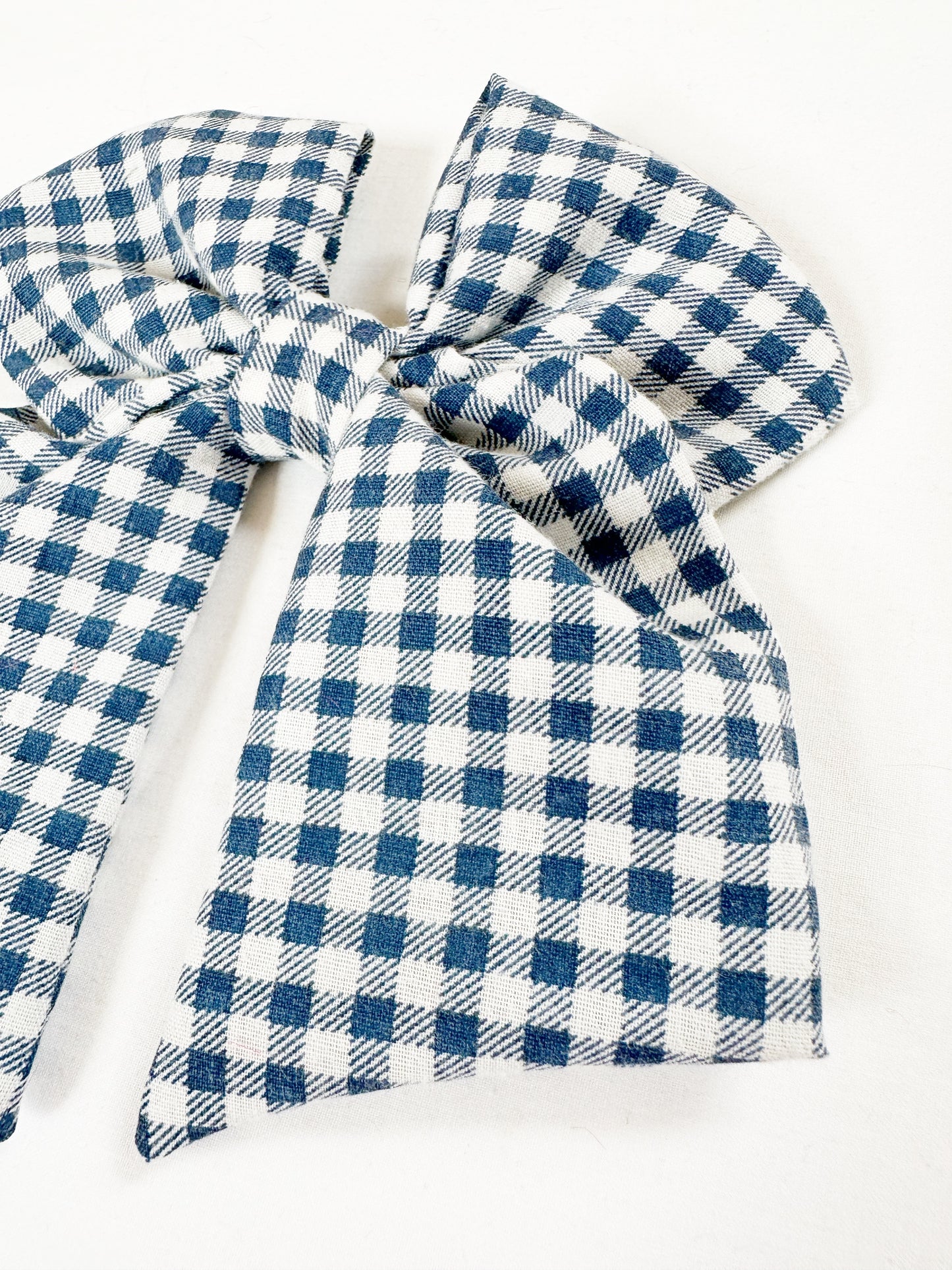 Hair Bow in navy gingham