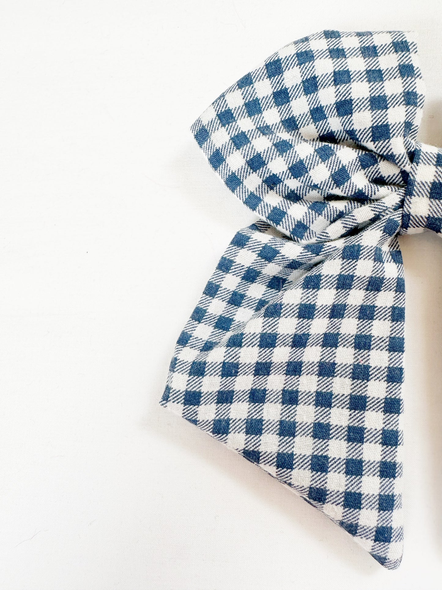 Hair Bow in navy gingham