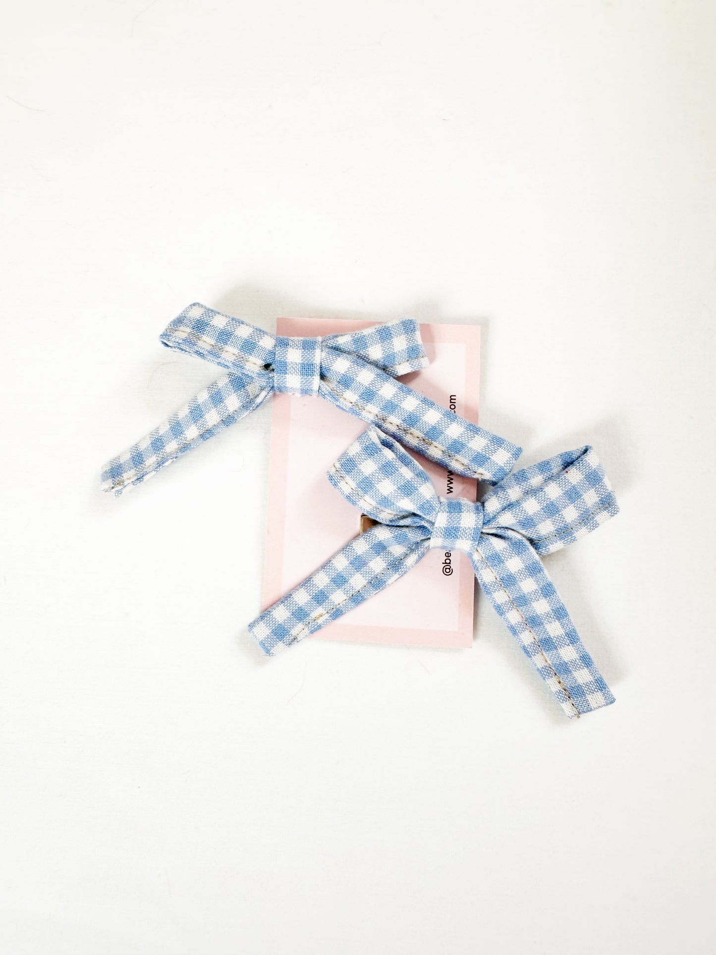 Bonnie mini hair bow set in blue gingham