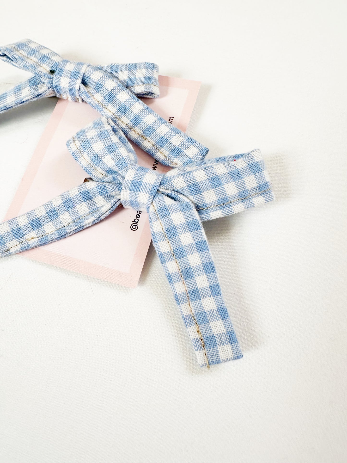 Bonnie mini hair bow set in blue gingham