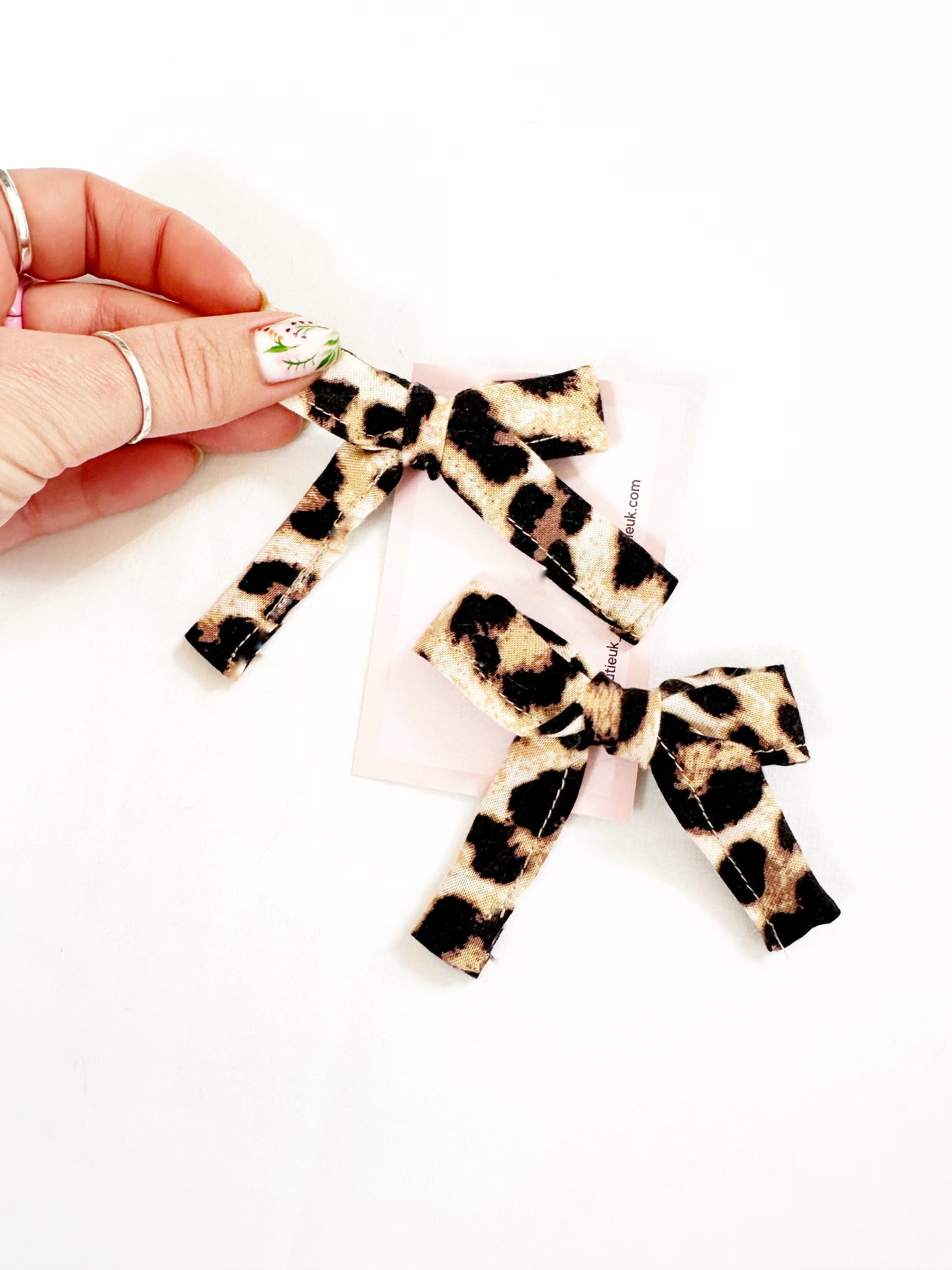 Bonnie mini hair bow set in leopard print