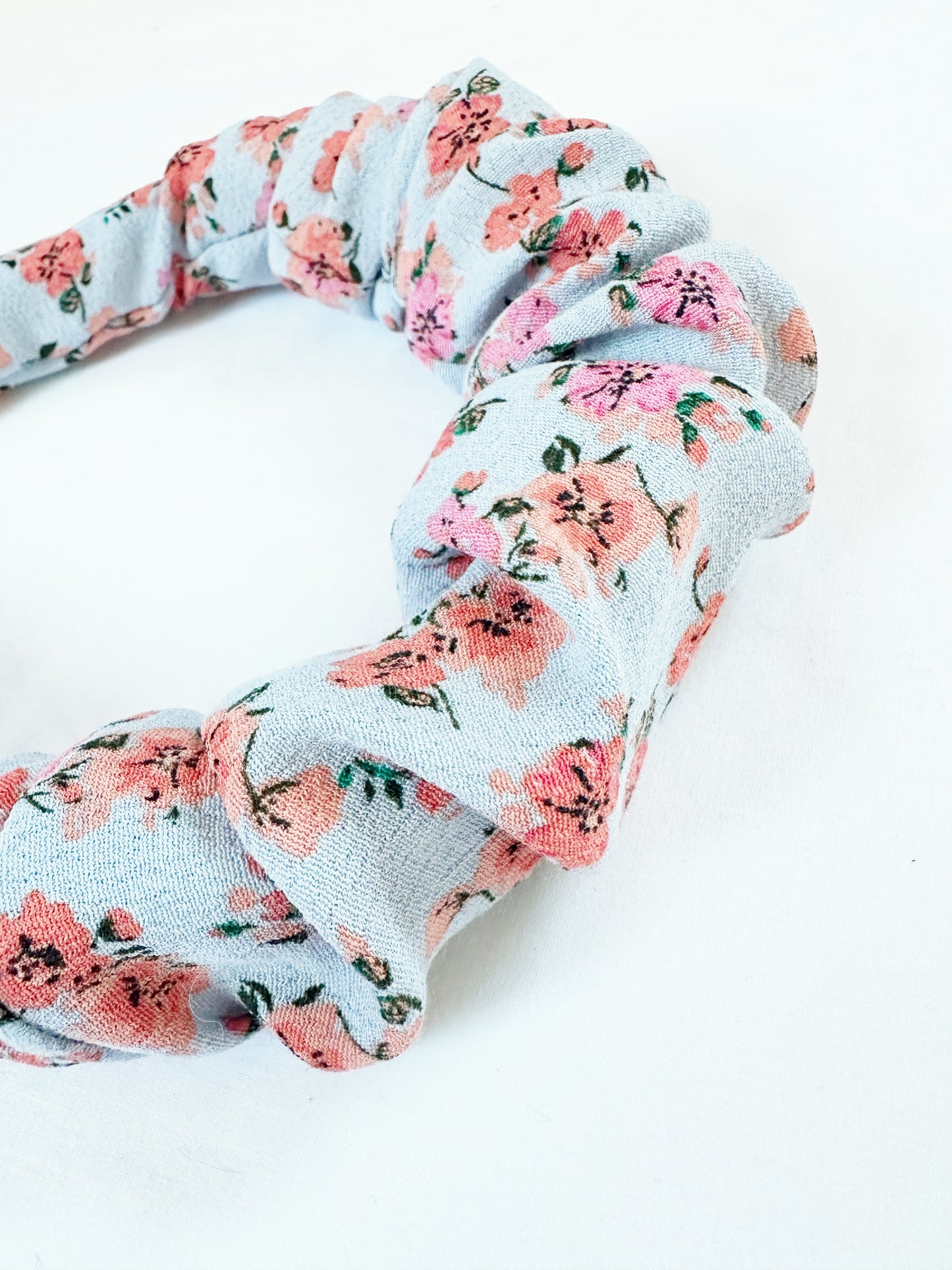 Ruffle Headband in blue pink floral