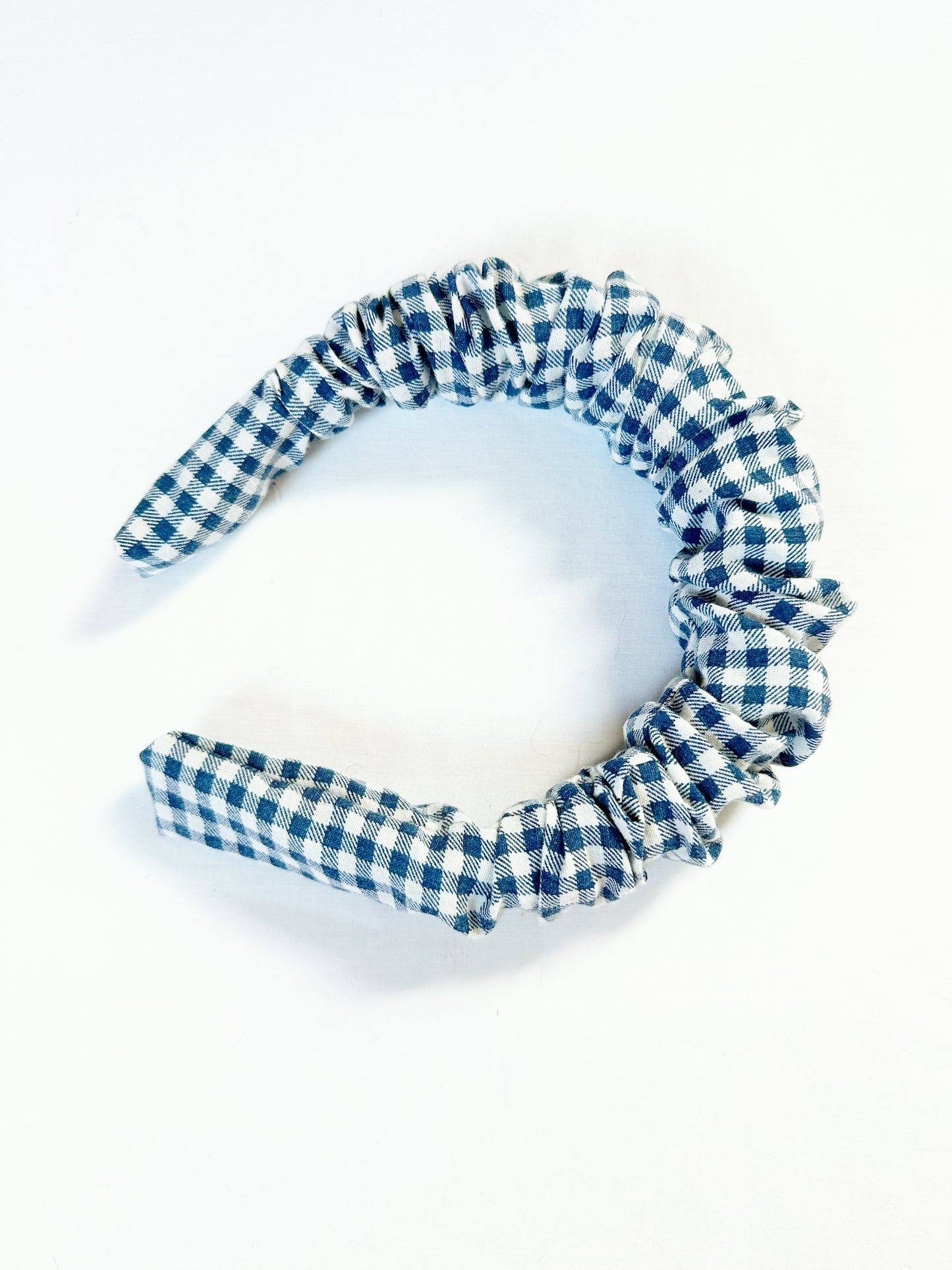 Ruffle Headband in navy gingham