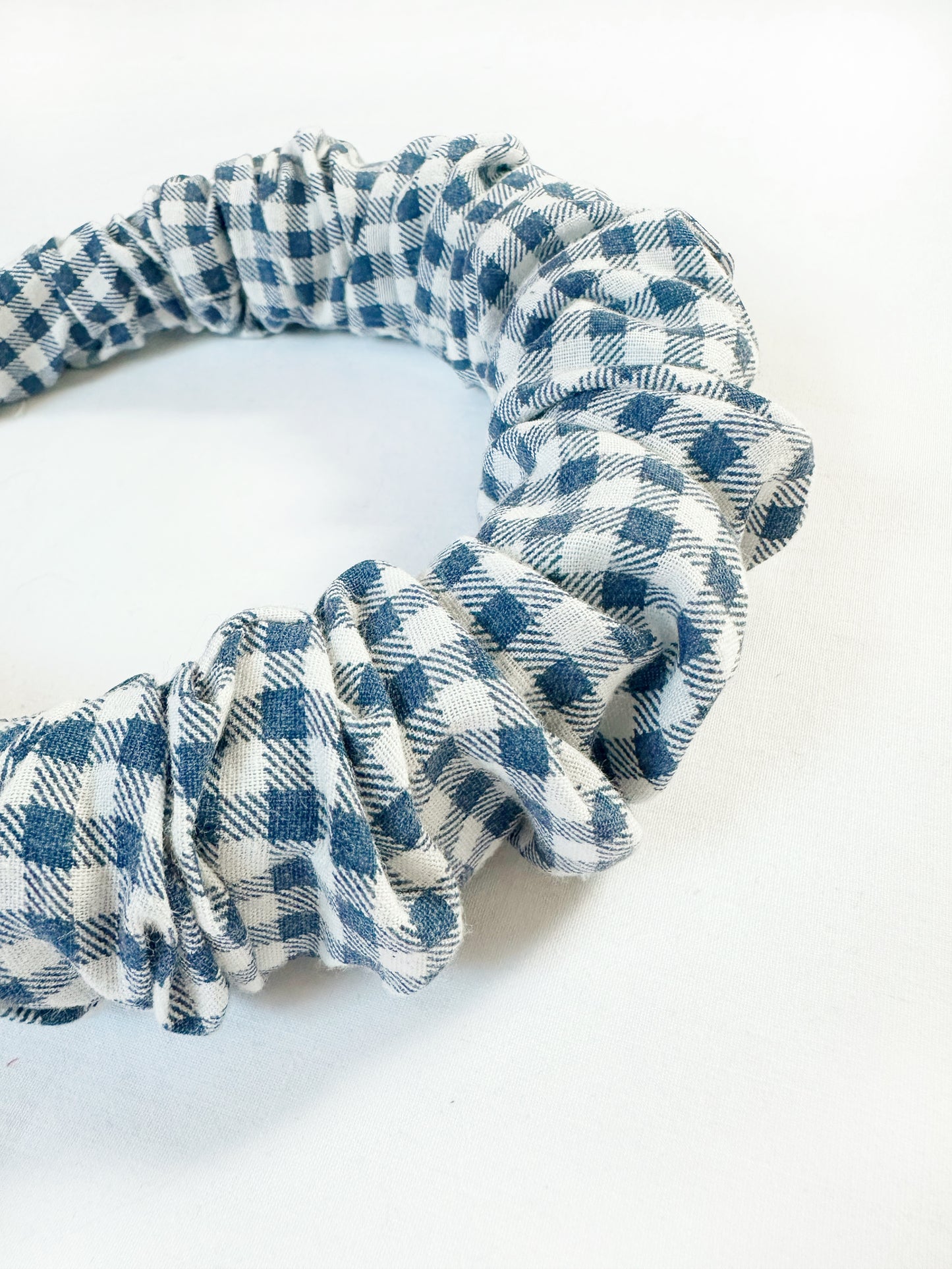 Ruffle Headband in navy gingham