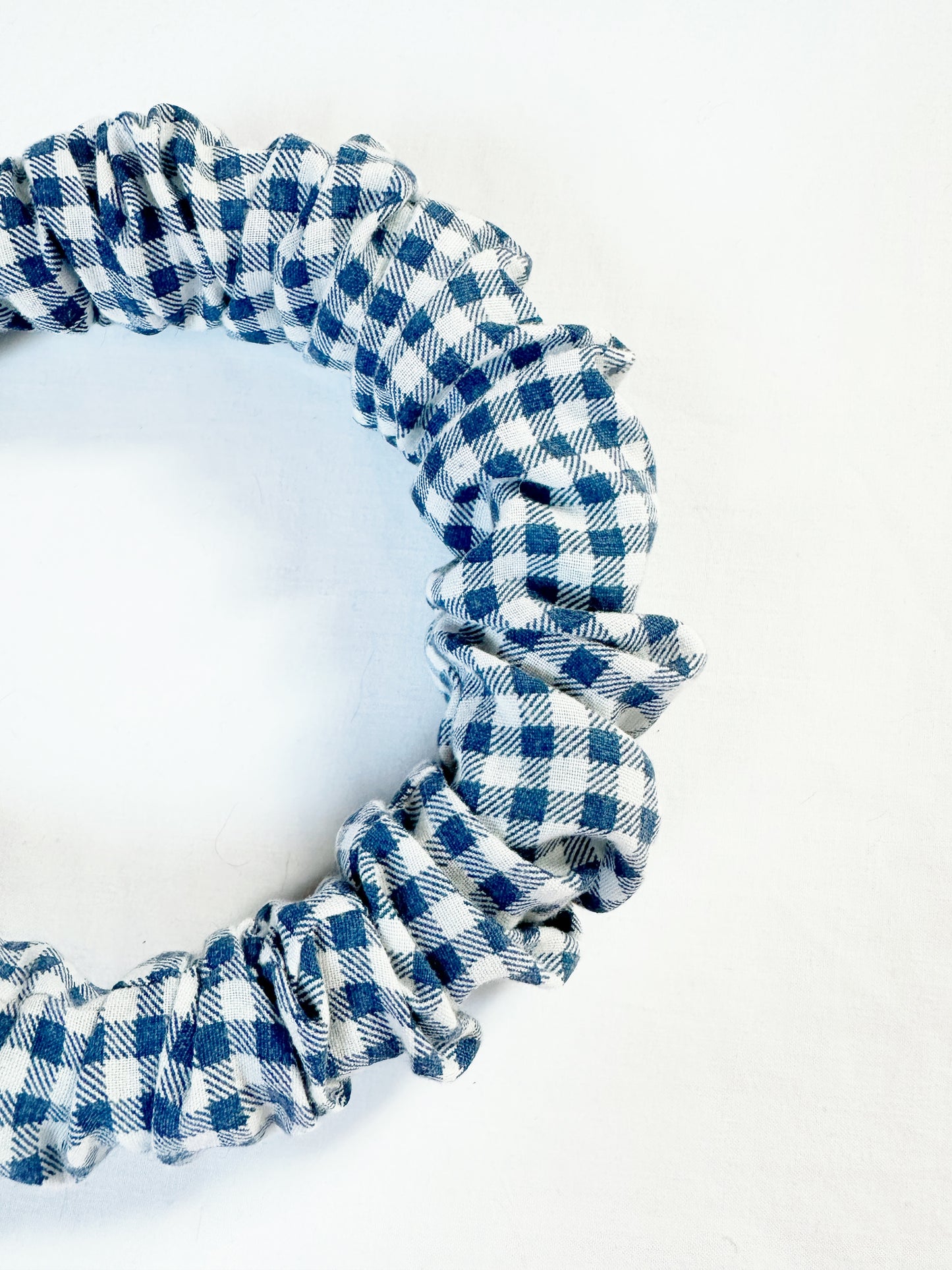 Ruffle Headband in navy gingham