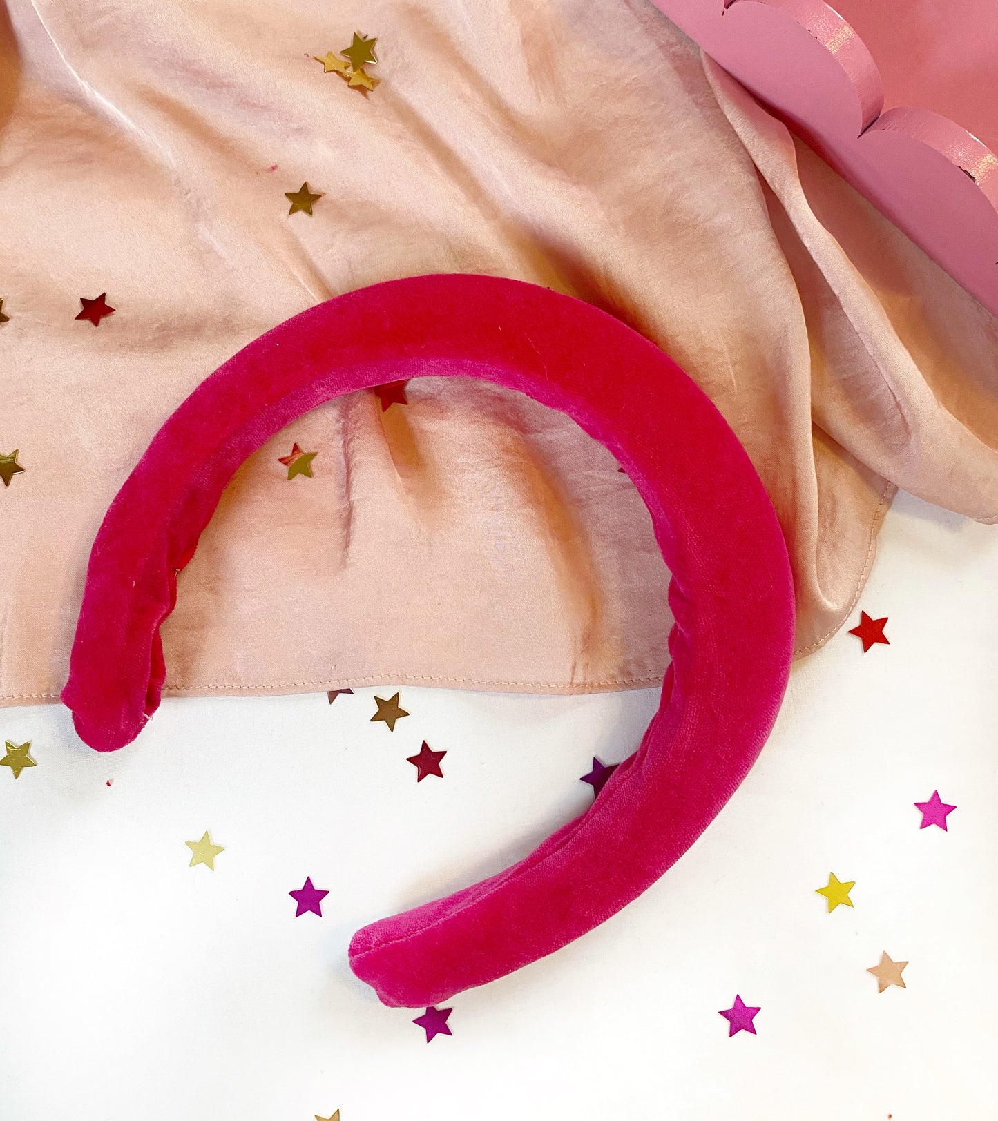 Padded Headband in Hot Pink Velvet