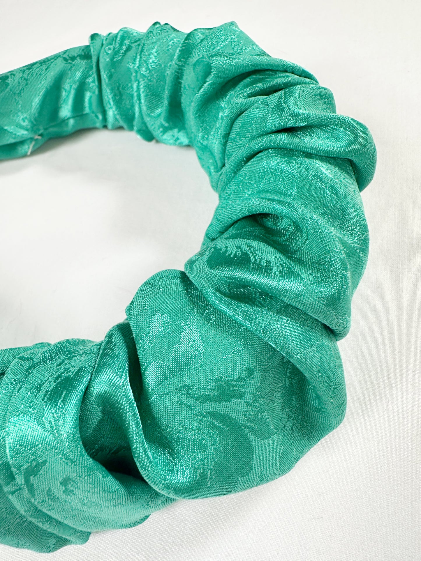 Ruffle Headband in turquoise silky floral