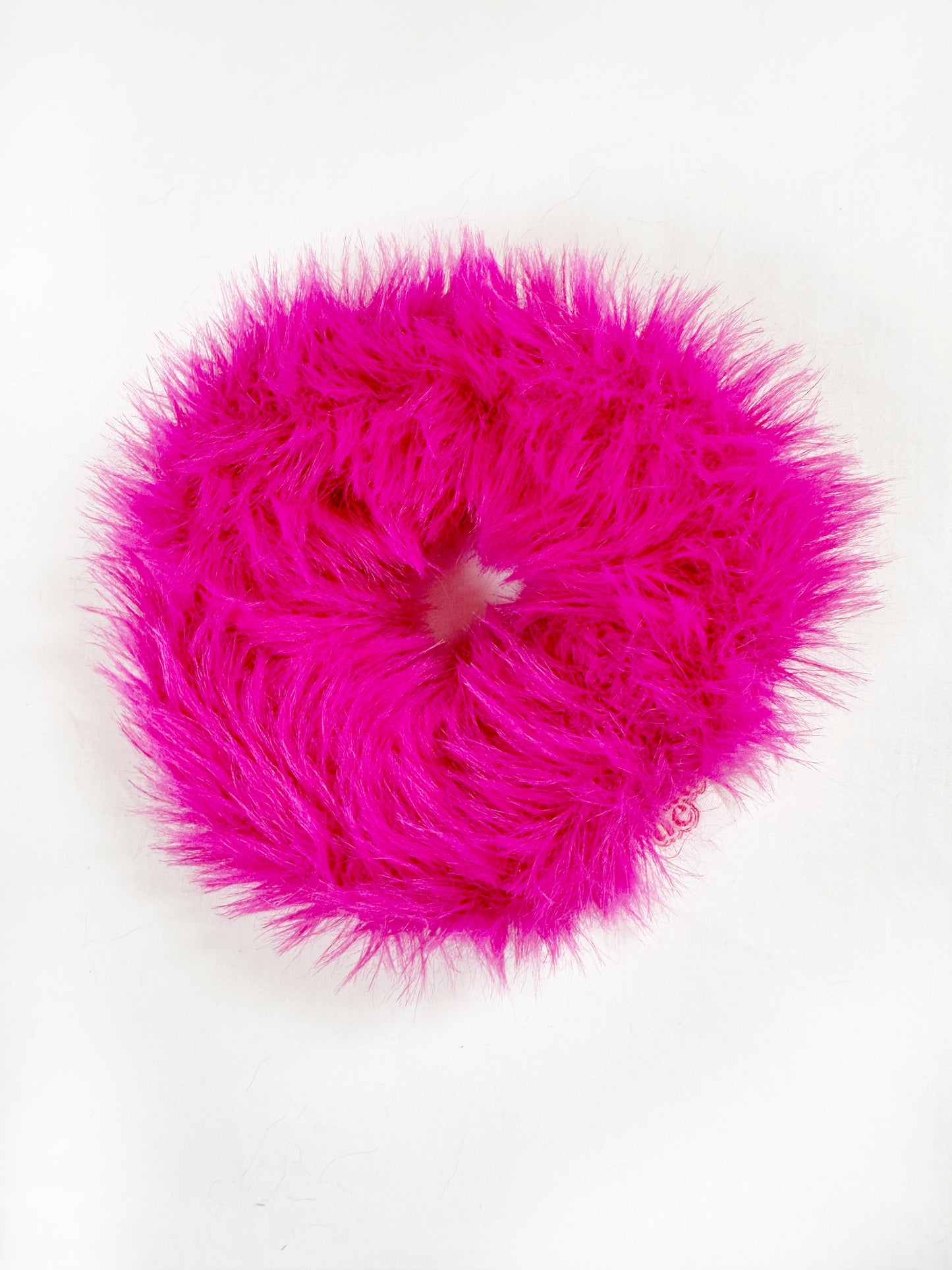 Oversized pink fluffy scrunchie