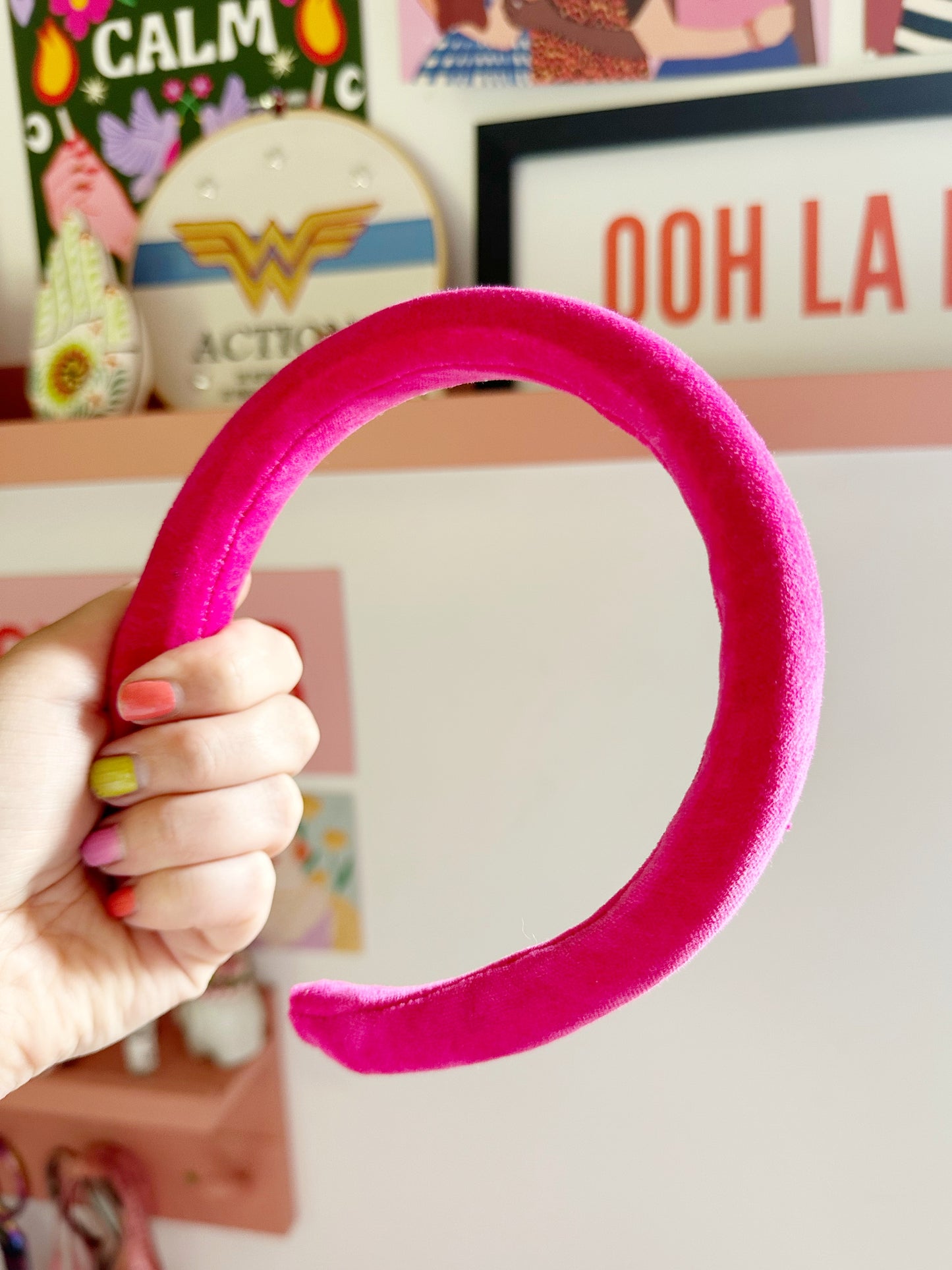 Classic Headband in Hot Pink Velvet