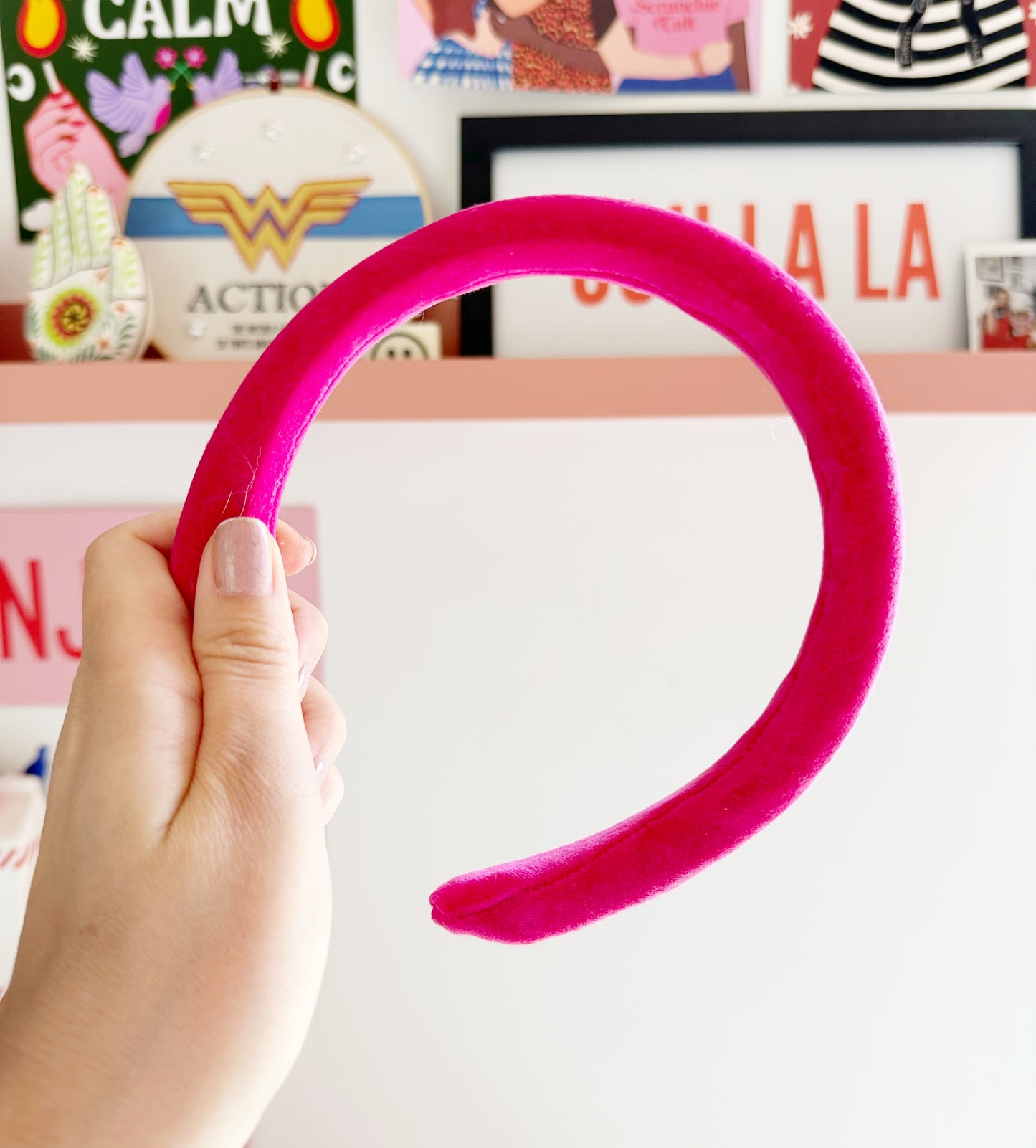 Classic Headband in Hot Pink Velvet