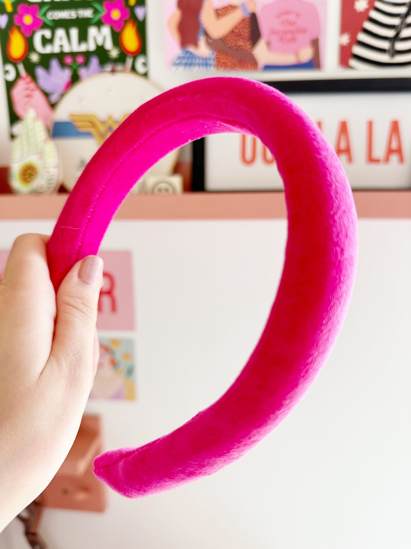 Classic Headband in Hot Pink Velvet