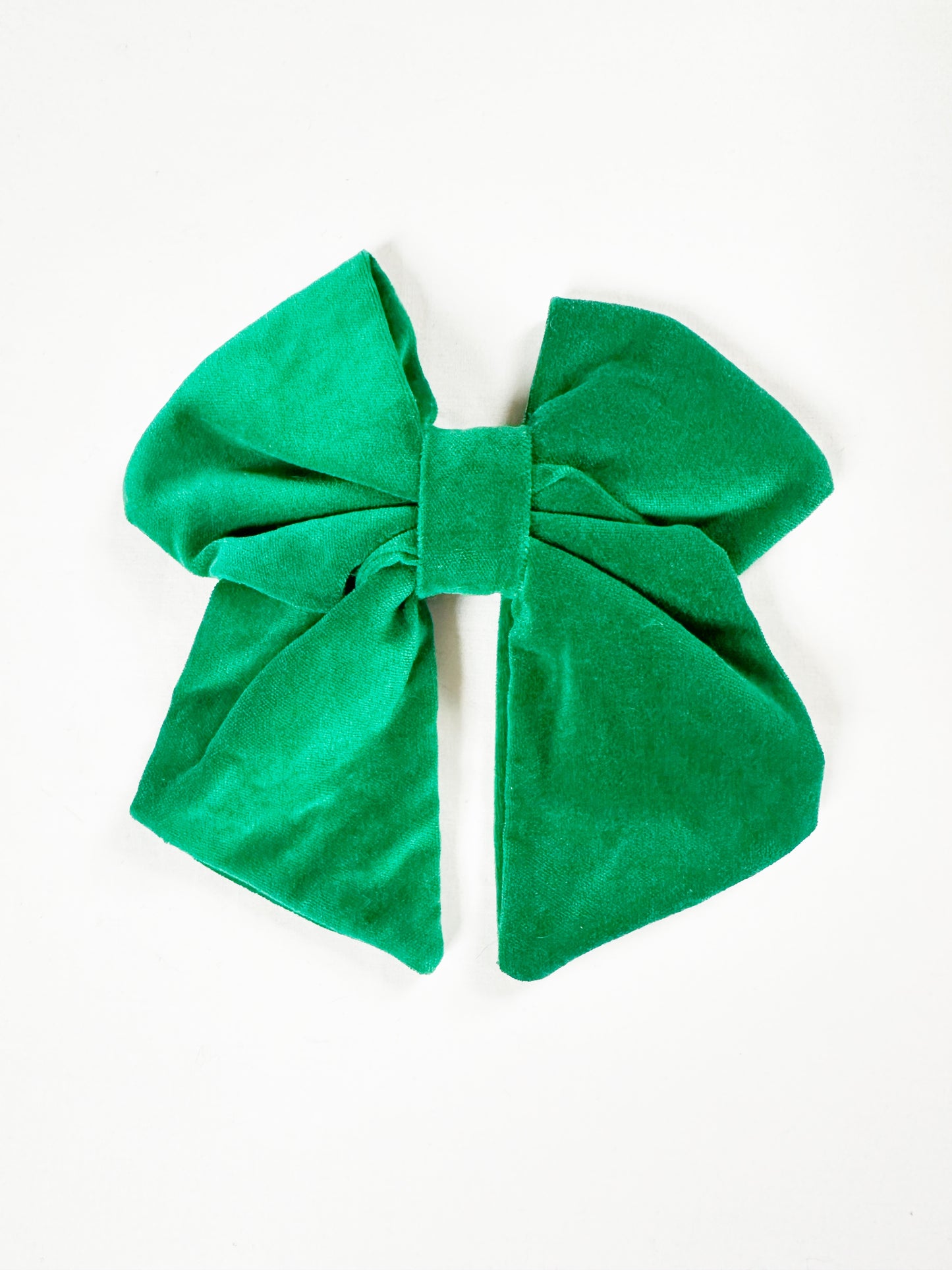 Hair Bow in emerald green velvet