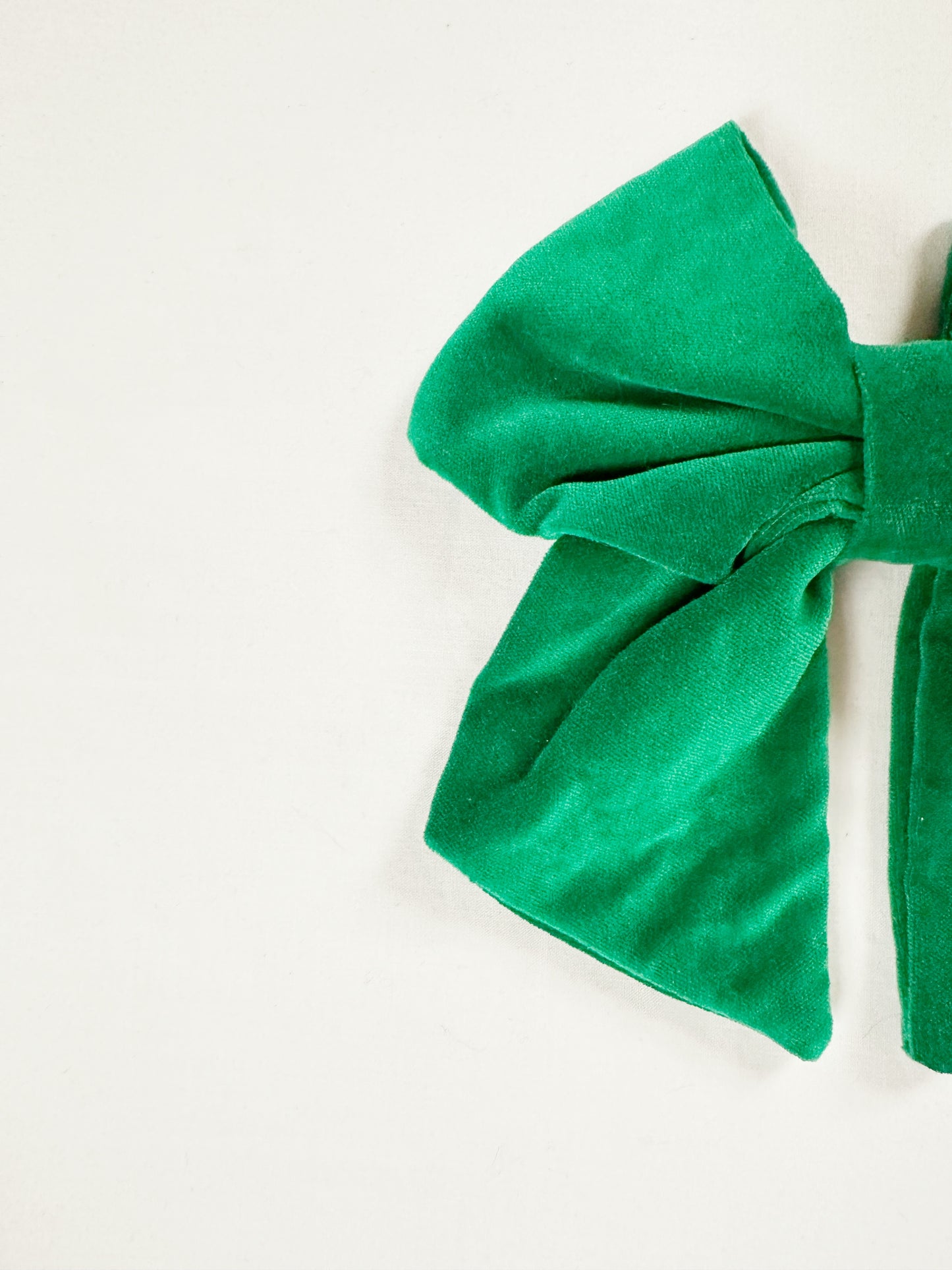 Hair Bow in emerald green velvet