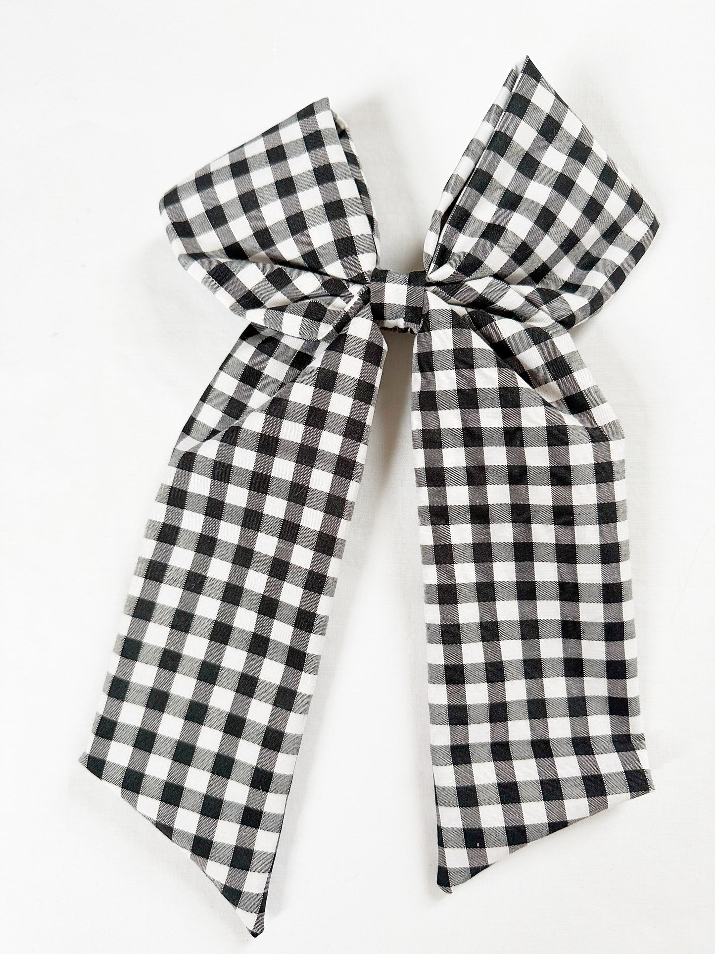POWER Hair Bow in black and white gingham
