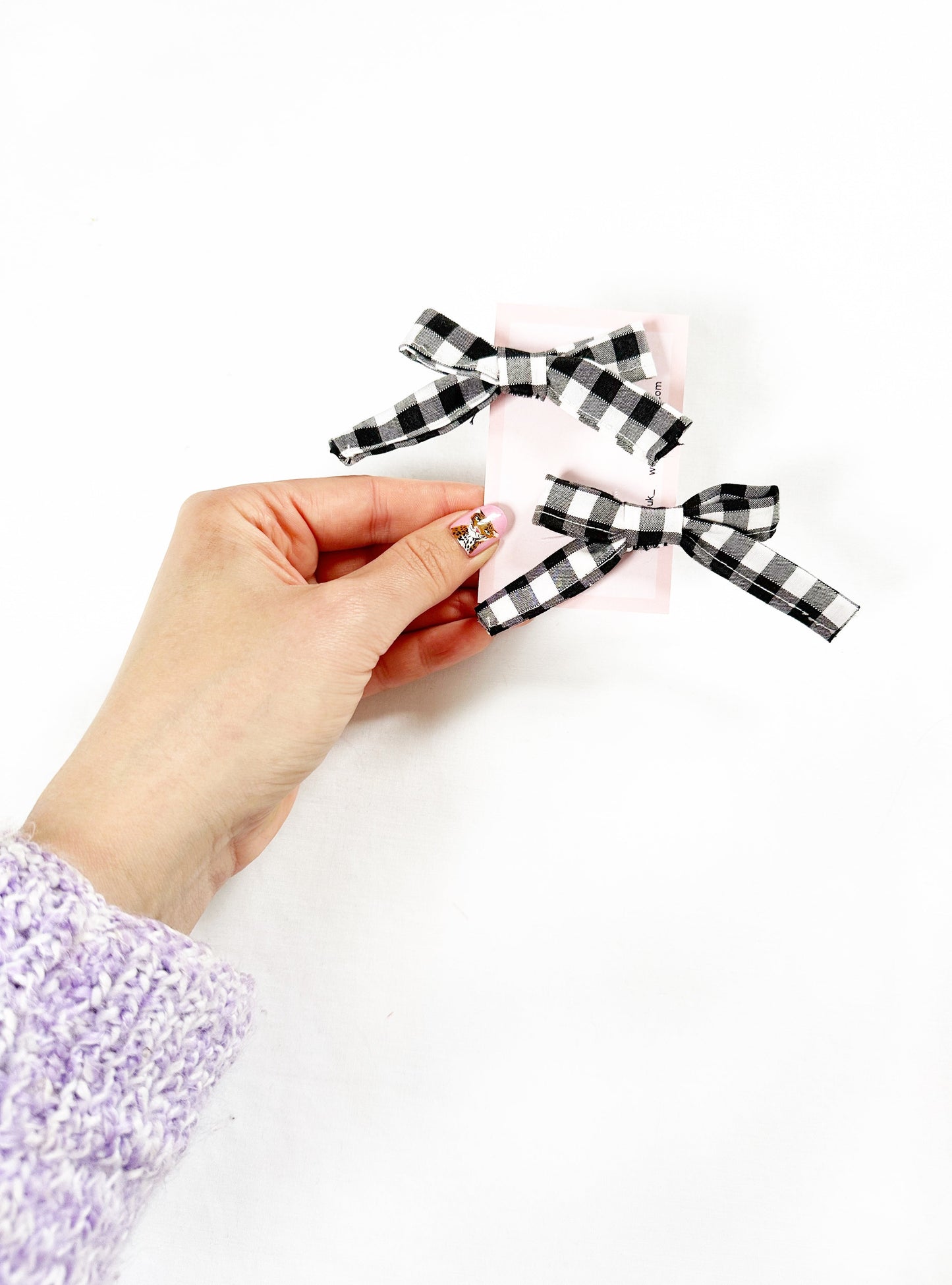Bonnie mini hair bow set in black and white gingham