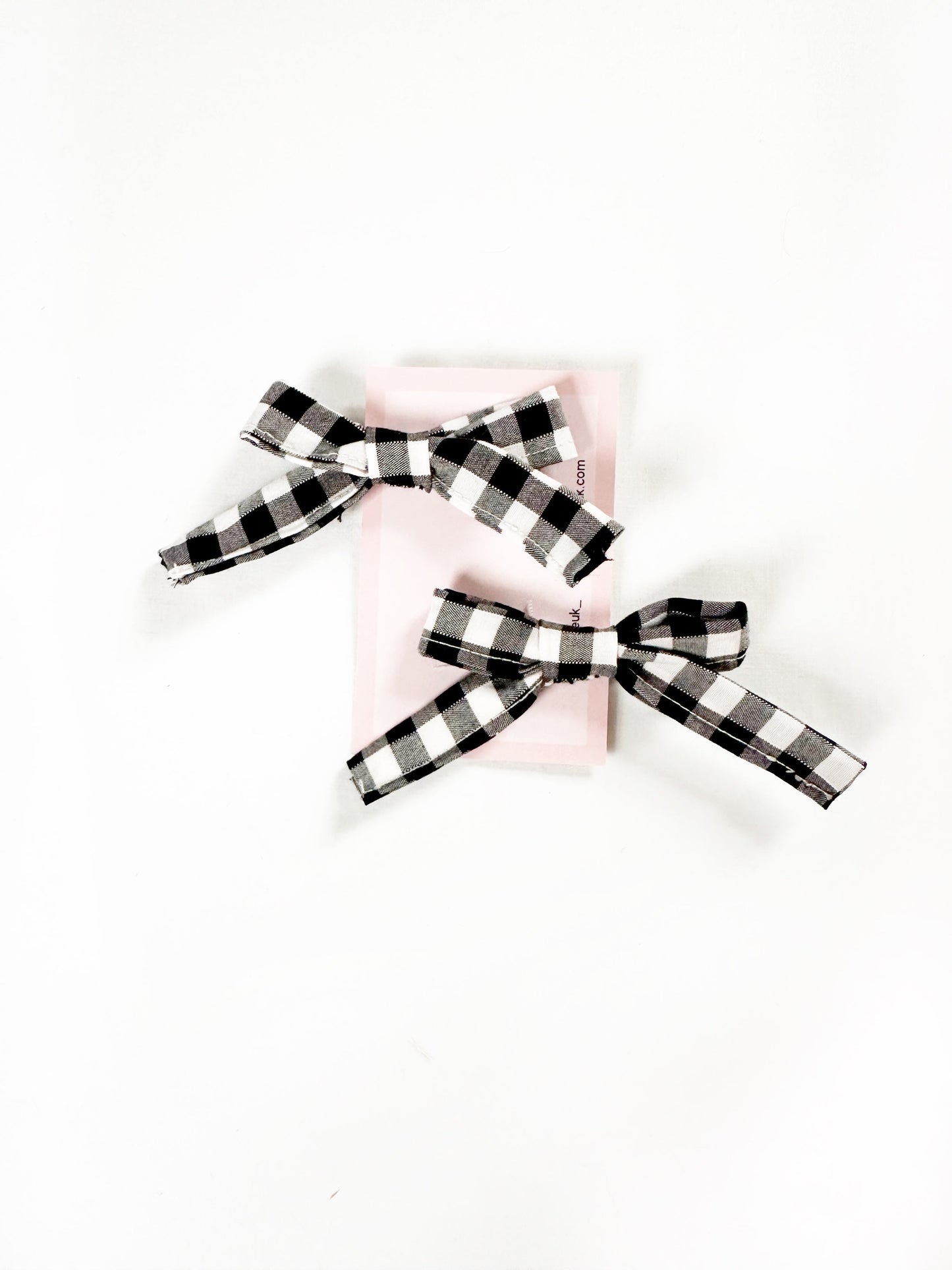 Bonnie mini hair bow set in black and white gingham