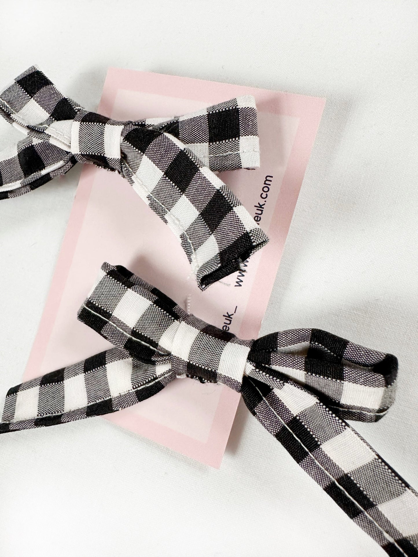 Bonnie mini hair bow set in black and white gingham