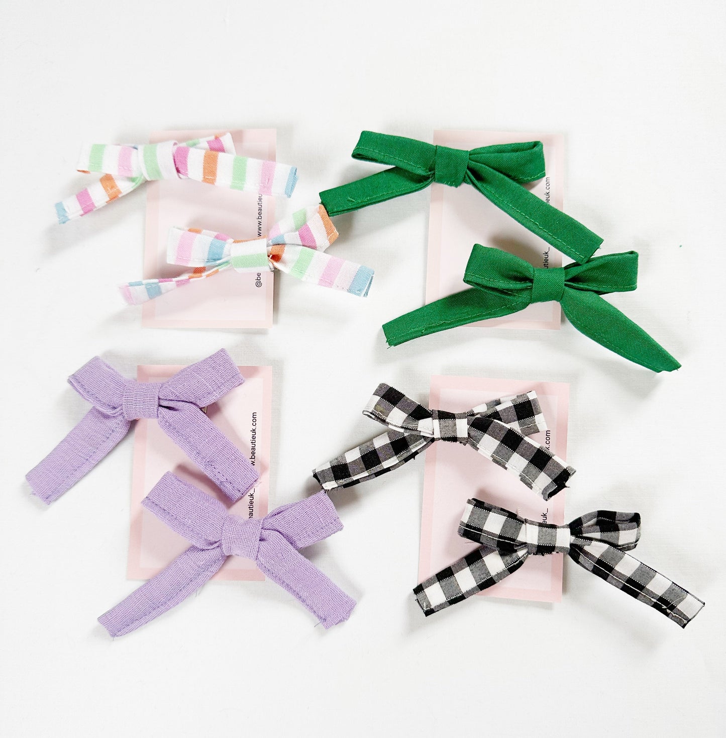 Bonnie mini hair bow set in black and white gingham