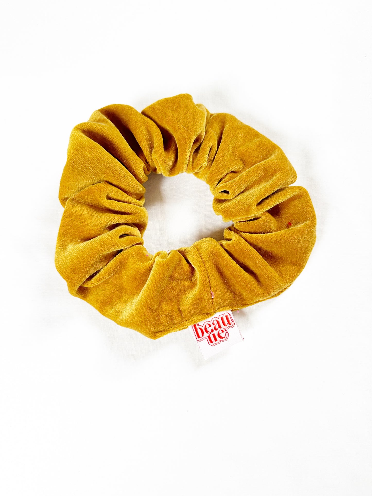 OG scrunchie in mustard yellow velvet