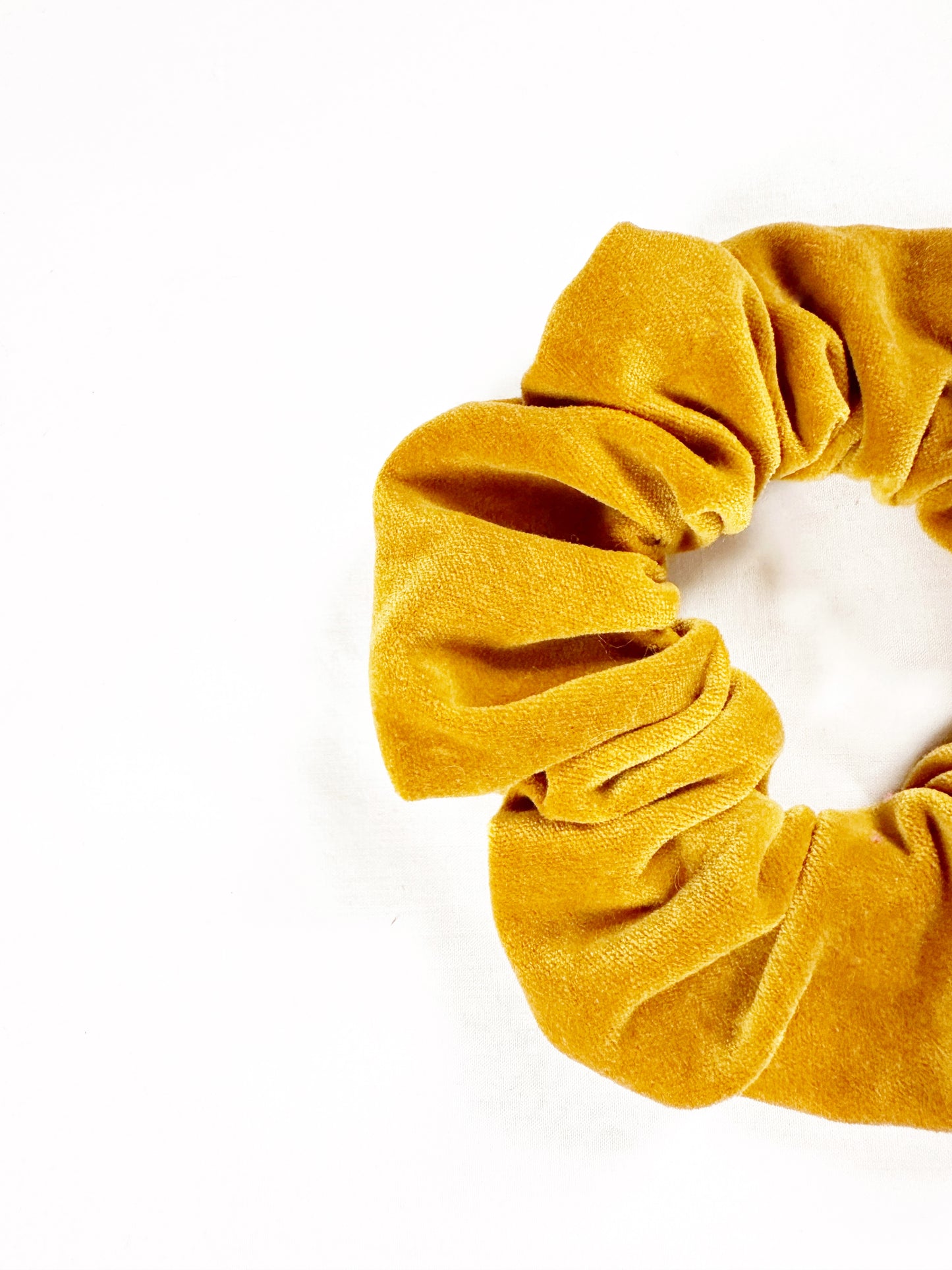 OG scrunchie in mustard yellow velvet