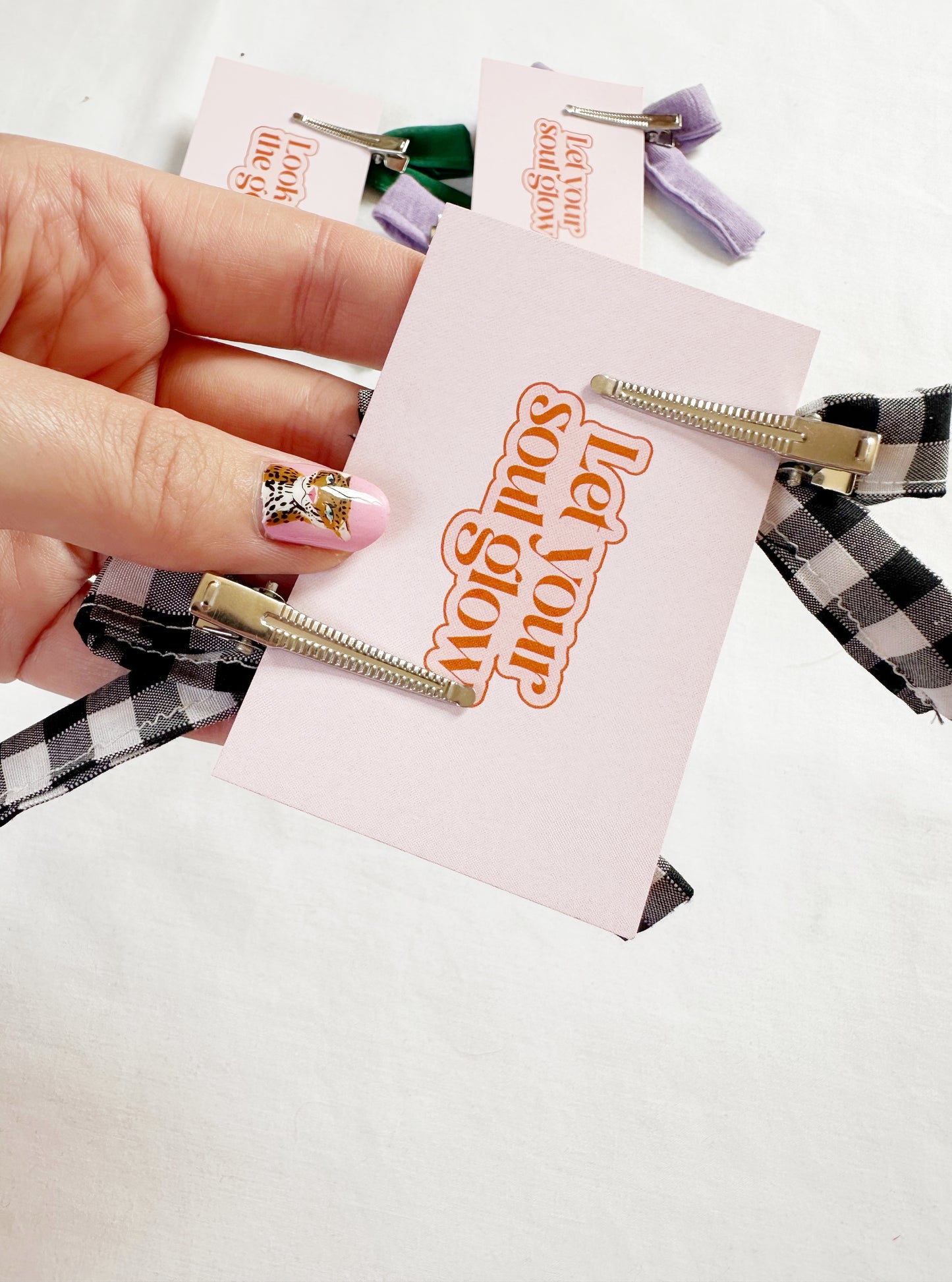 Bonnie mini hair bow set in black and white gingham