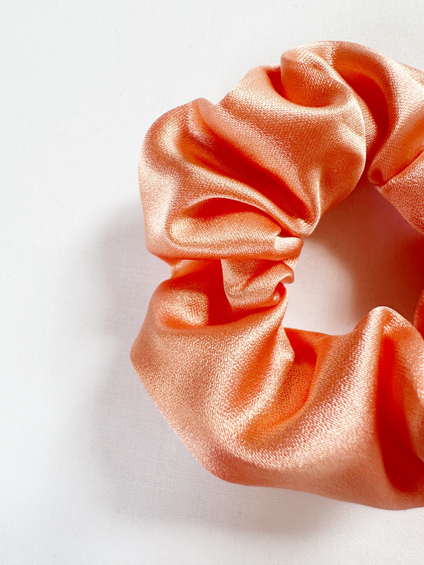 Mini Scrunchie in Peach Satin