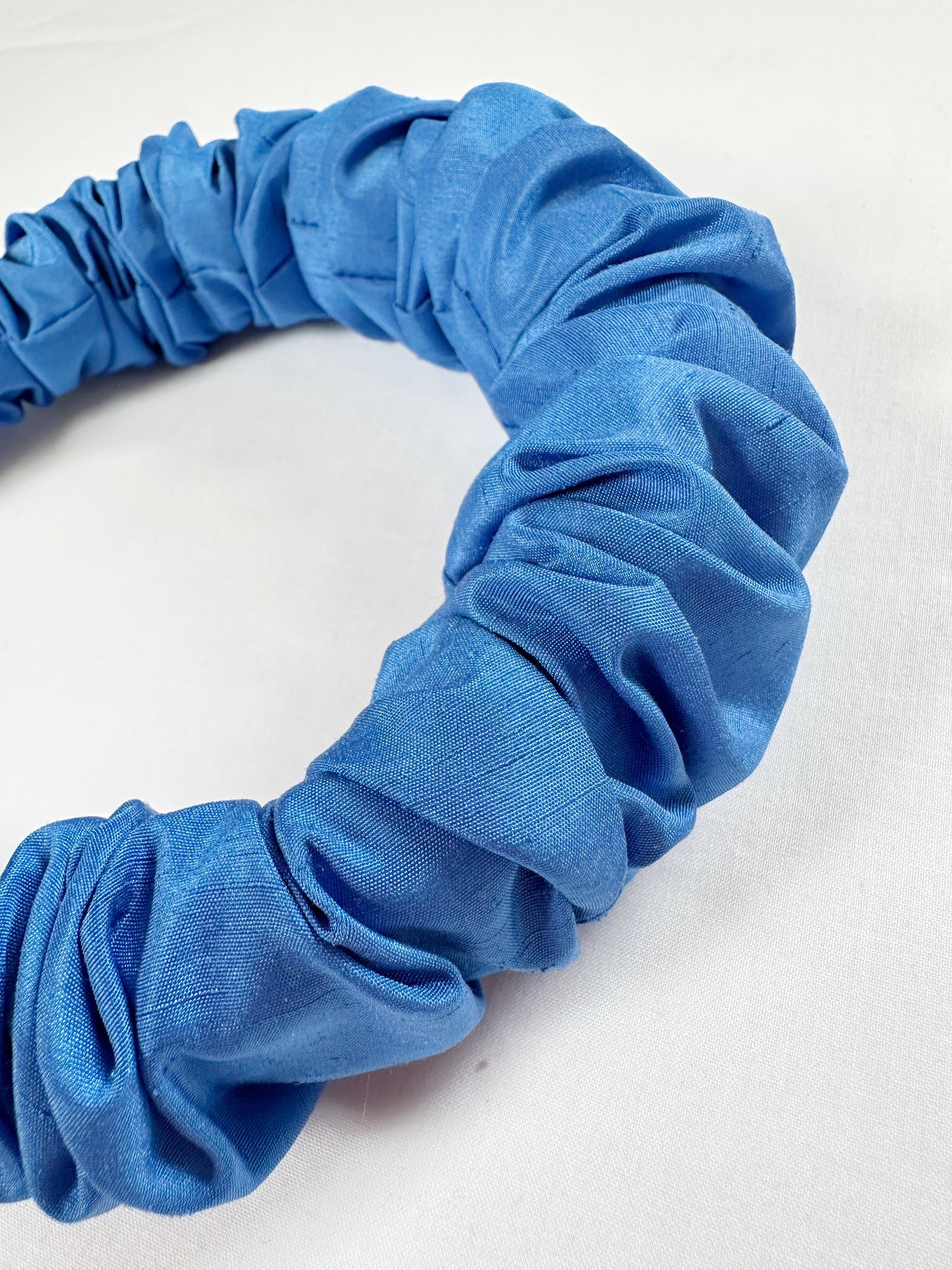 Ruffled Headband in Cobalt Blue Taffeta