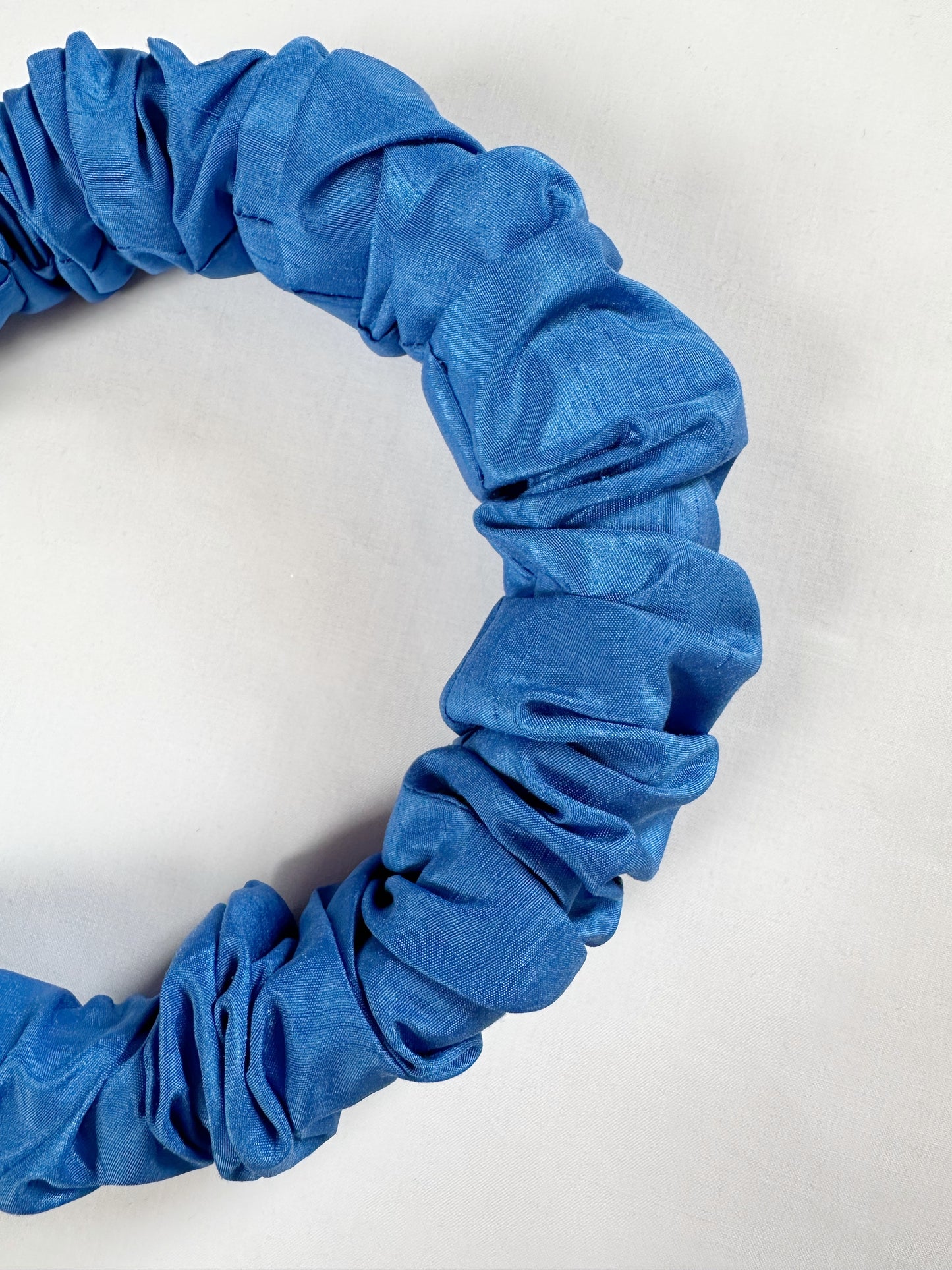 Ruffled Headband in Cobalt Blue Taffeta