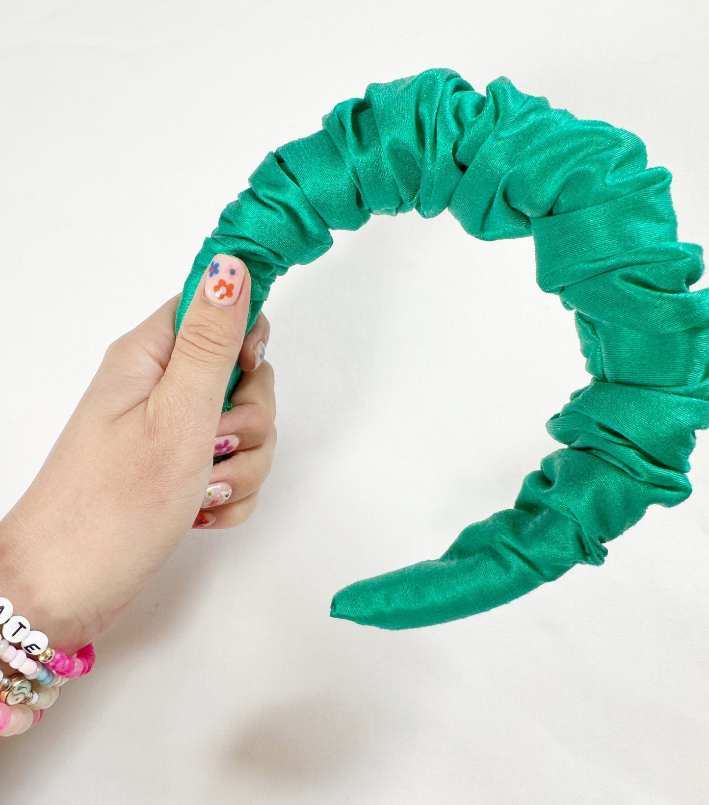 Ruffled Headband in Turquoise Taffeta