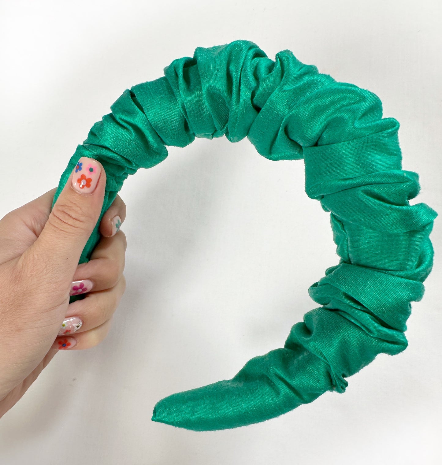 Ruffled Headband in Turquoise Taffeta