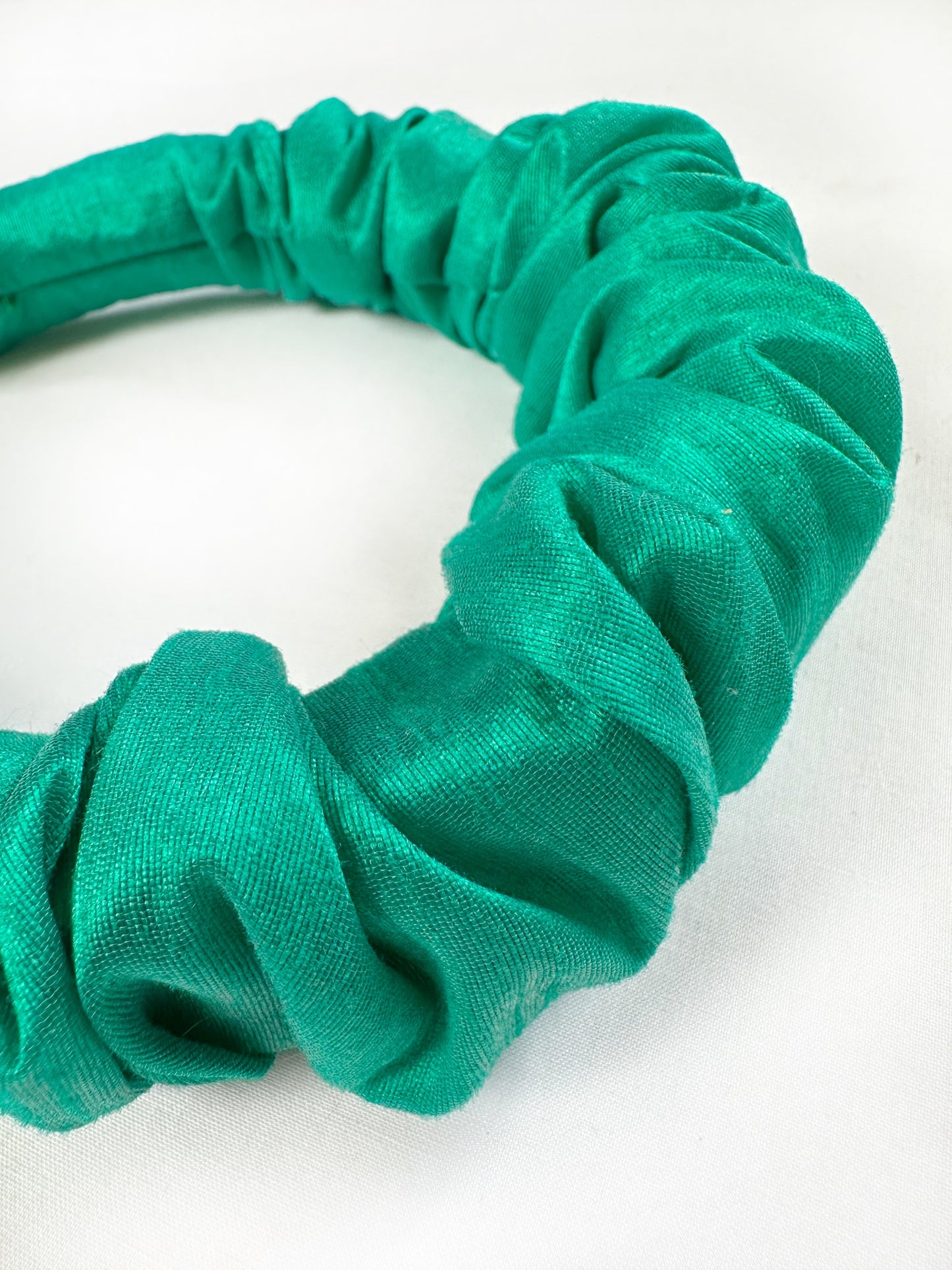 Ruffled Headband in Turquoise Taffeta