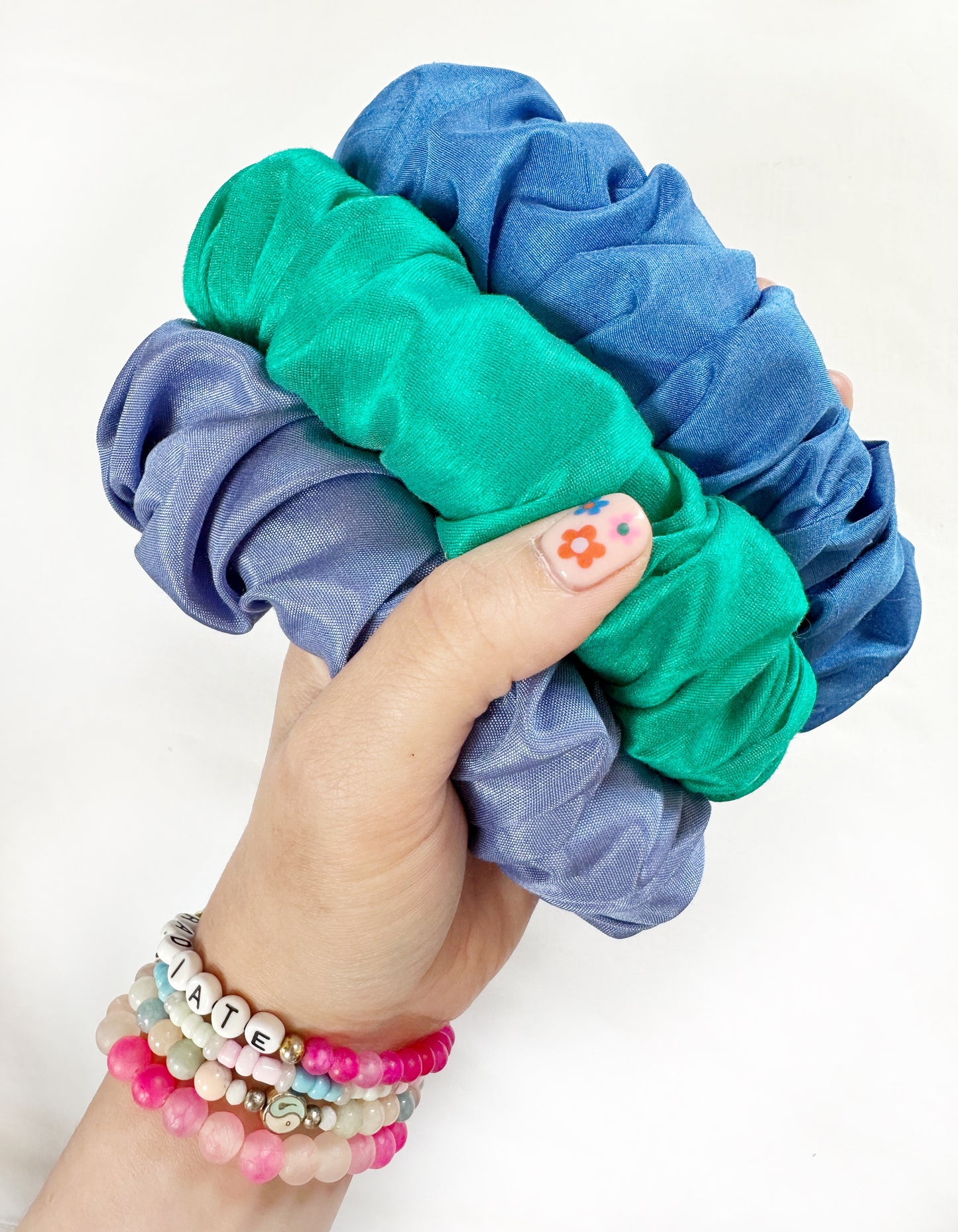 Ruffled Headband in Turquoise Taffeta